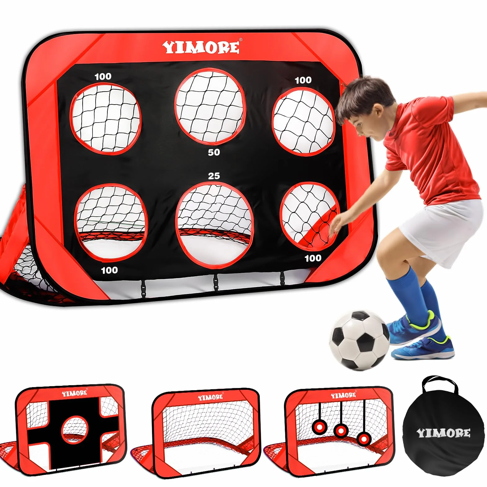 YIMORE Porta da Calcio per Bambini, 120x80x80cm, Pieghevole Pop-up, per Interni ed Esterni