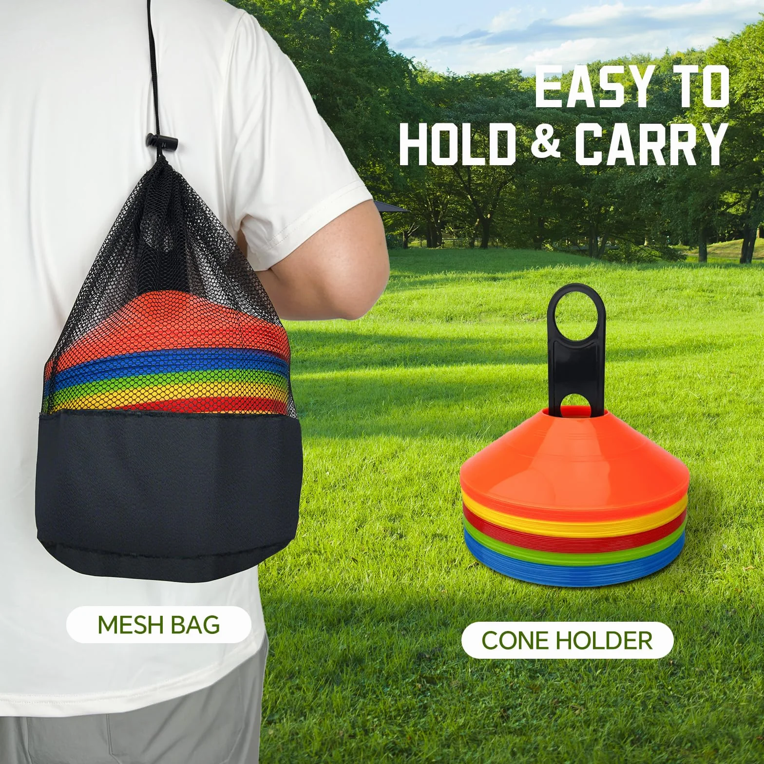 BIRDDIE Coni da Allenamento Calcio 60/120 Coni Agilità con Borsa 5 Colori