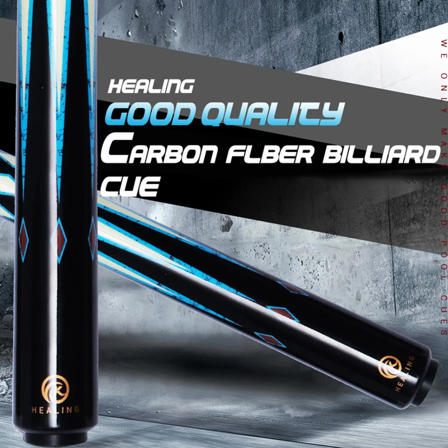 OKHEALING Stecca da Biliardo Professionale in Fibra di Carbonio 145 cm, Testa 10,5 mm, 3/4 Testa Piccola
