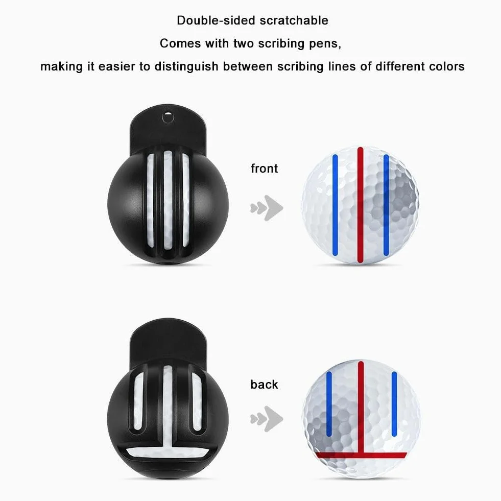 Golf Ball Marker Tool Lines Drawing Alignment Kit with 2 Color Waterproof Pen for Beginners