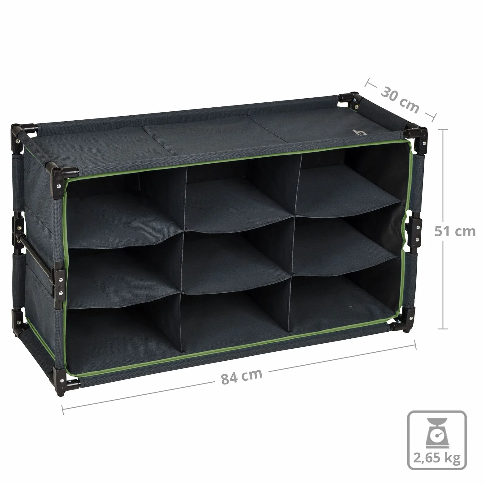 Bo-Camp Armadio Portaoggetti Pieghevole 9 Scomparti Antracite 84x30x51 cm