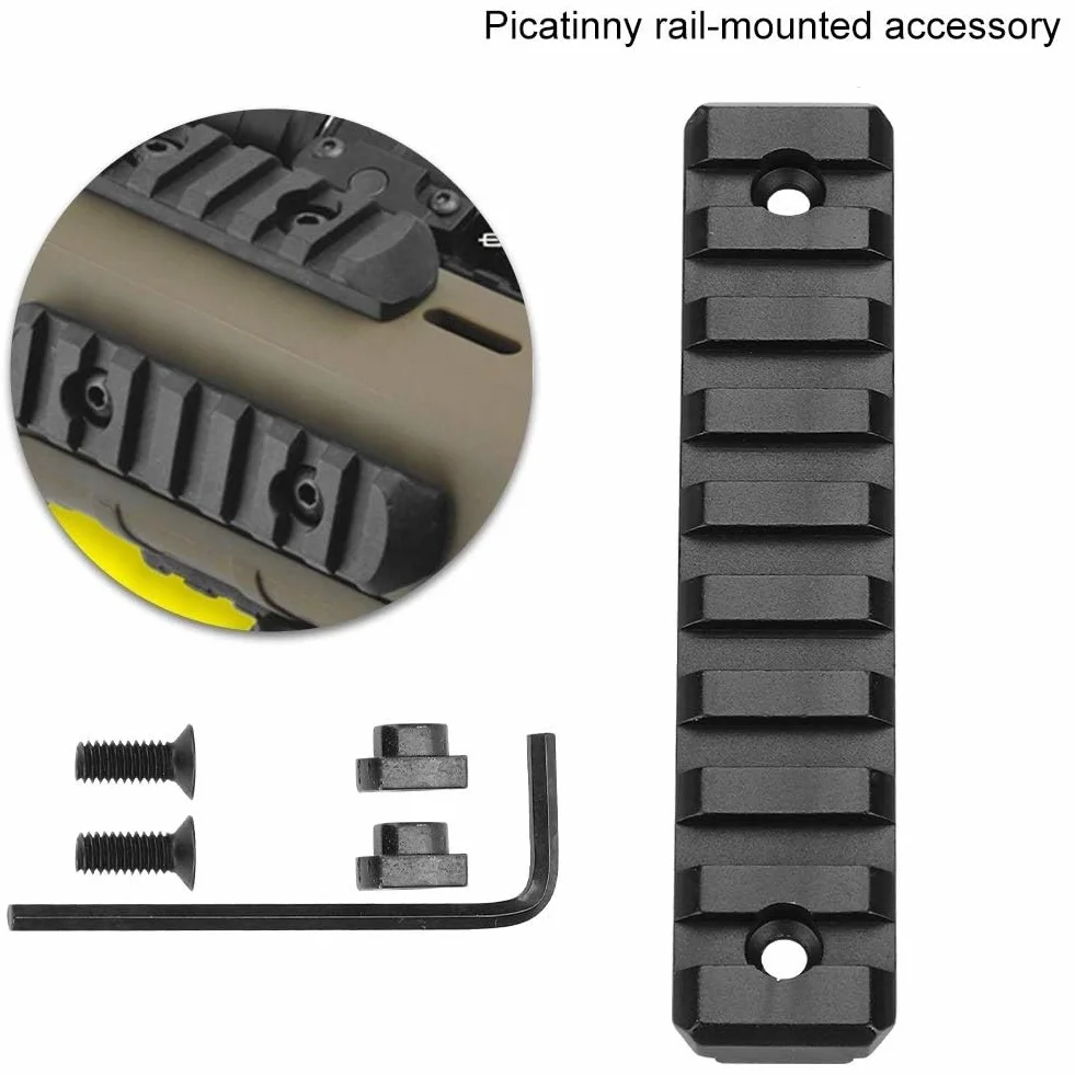 Slitte da Softair Rail Picatinny Alluminio 5 Slot Kit con Viti Dadi a T Chiave Esagonale