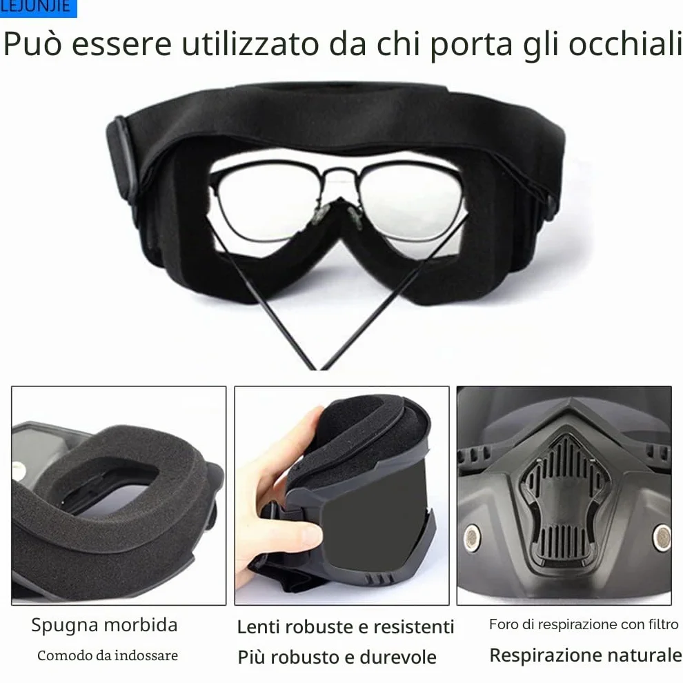 MICH Caschi tattici con maschera staccabile per Airsoft, Paintball e Caccia