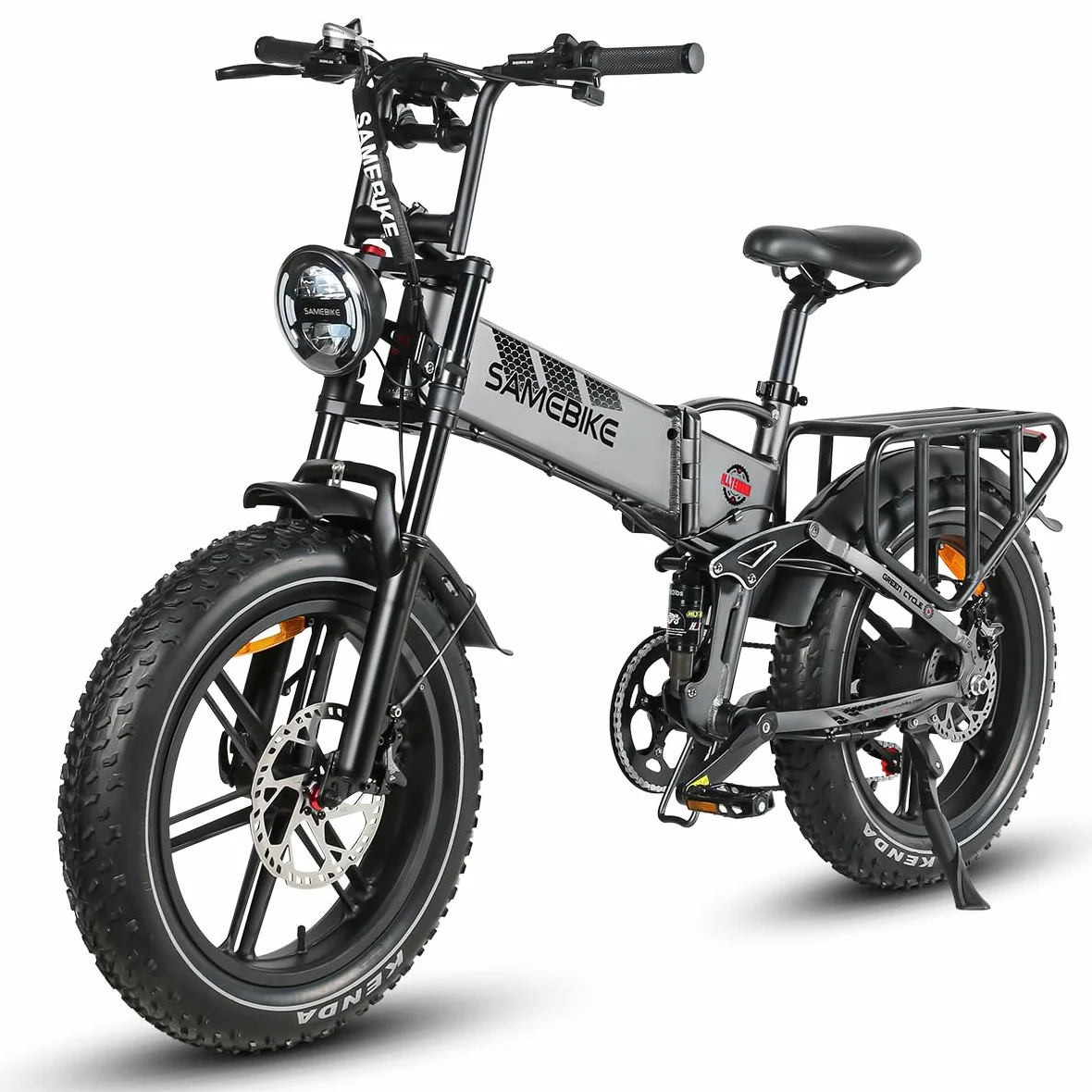 SAMEBIKE Fat Tire Bicicletta Elettrica per Adulti 20"×4.0",Pieghevole Bici Elettrica,Mountain Beach Snow Ebike Adulto,Batteria Rimovibile 48V17AH,Bici Elettriche per 7 Velocità