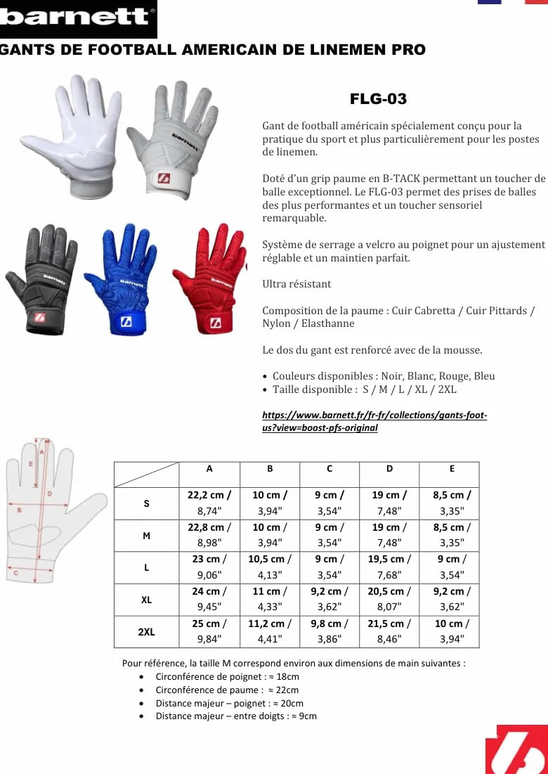Barnett Flg-03 Guanti da Football Americano Adulto