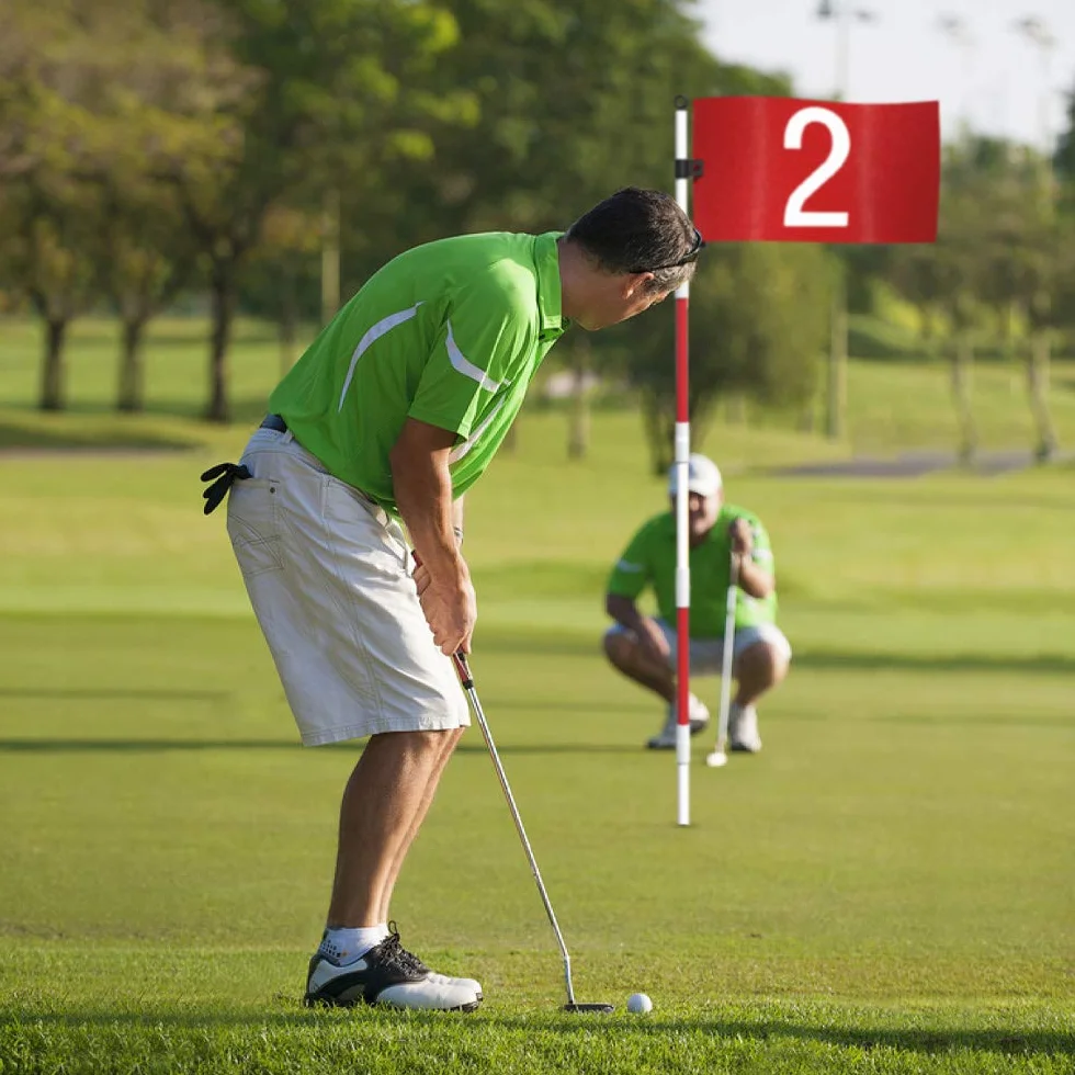 THIODOON 2 Pezzi Asta da Golf Bandierina da Golf da 1,8 m e Coppa per Yard Pro Coppa da Golf Staccabile e Bandiera per Aggiornamento Campo Pratica Fibra di Vetro Antiruggine a 5 Sezioni con Connettori