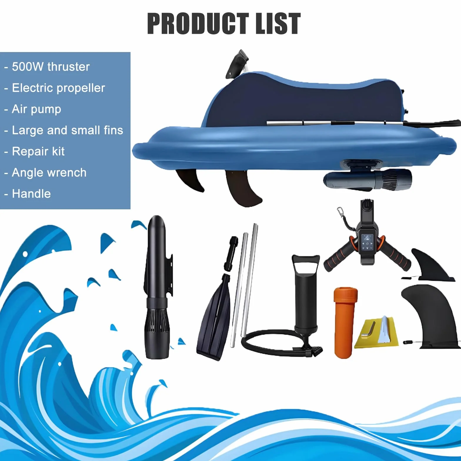 Moto d'Acqua Gonfiabile Elettrica Subacquea con Motore Barche Elettriche da Mare per Adulti 3-7 km/h Attrezzatura per Immersioni Subacquee e Nuoto Boat+Thrusters