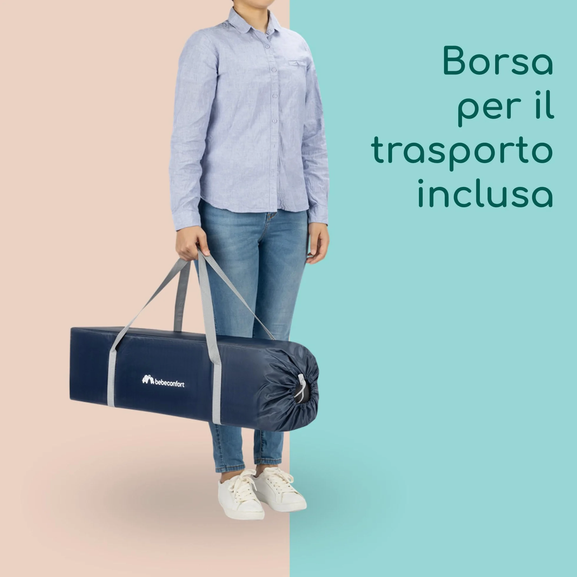 Bebeconfort Sweet Dreams Lettino da Campeggio per Bambini 0-3 anni 15 kg Pieghevole Leggero Materasso Imbottito Navy Blue