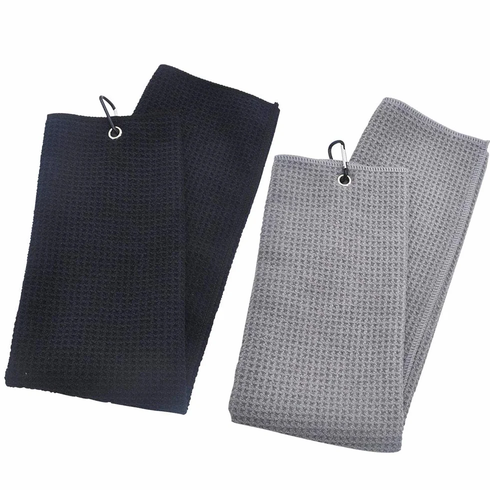 Asciugamano Sport Golf 2 Pezzi Microfibra 50x40 cm Grigio e Nero