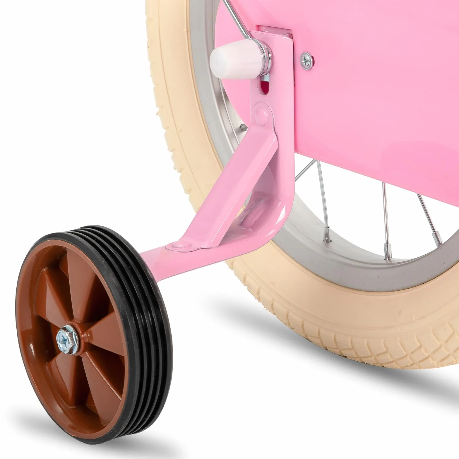 Bicicletta per bambini 12-18 pollici con cestino e ruote stabilizzatrici verde e rosa