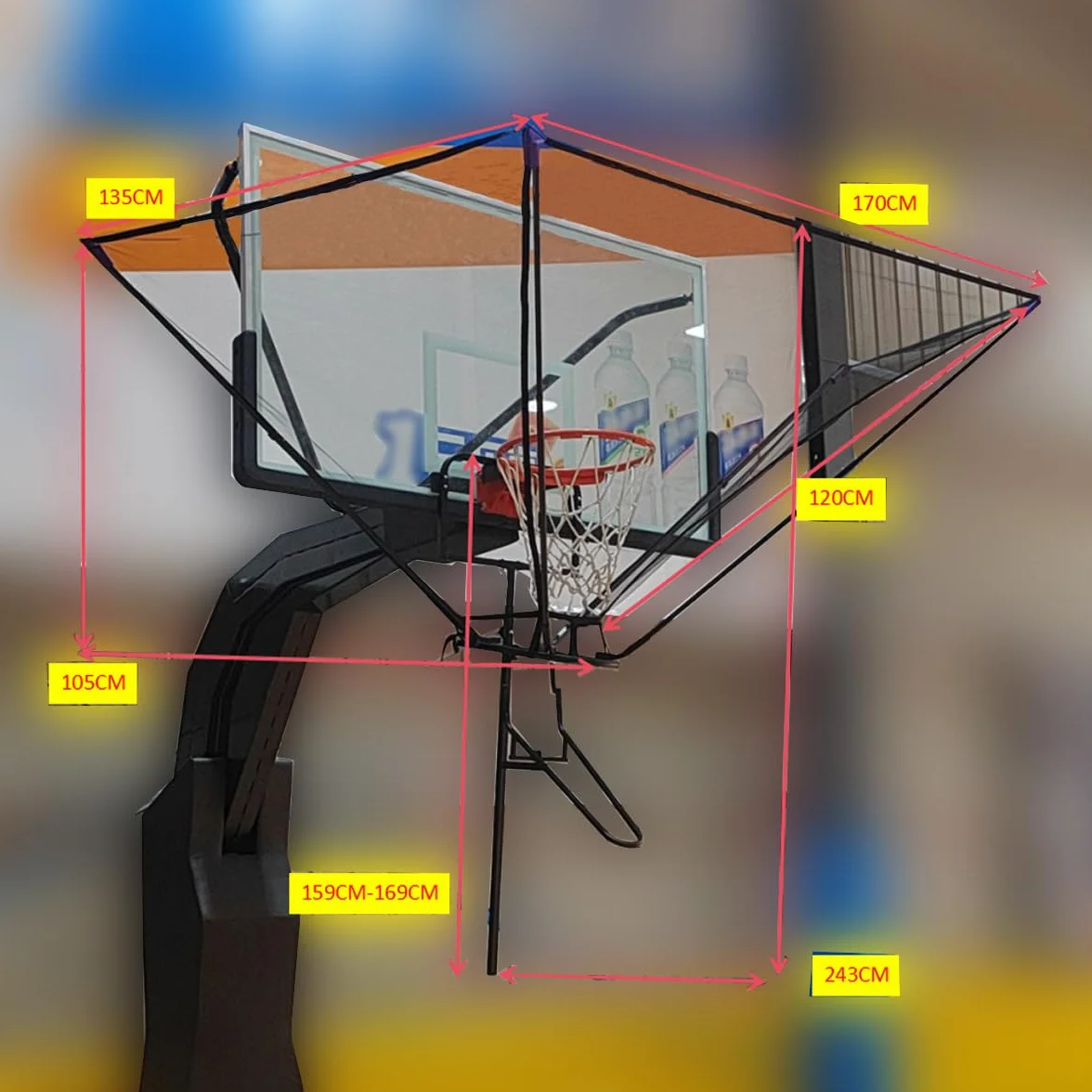 Trainer Lancio Basket con Sistema di Ritorno a Rete, Canale Giratorio 180°, Dispositivo Portatile