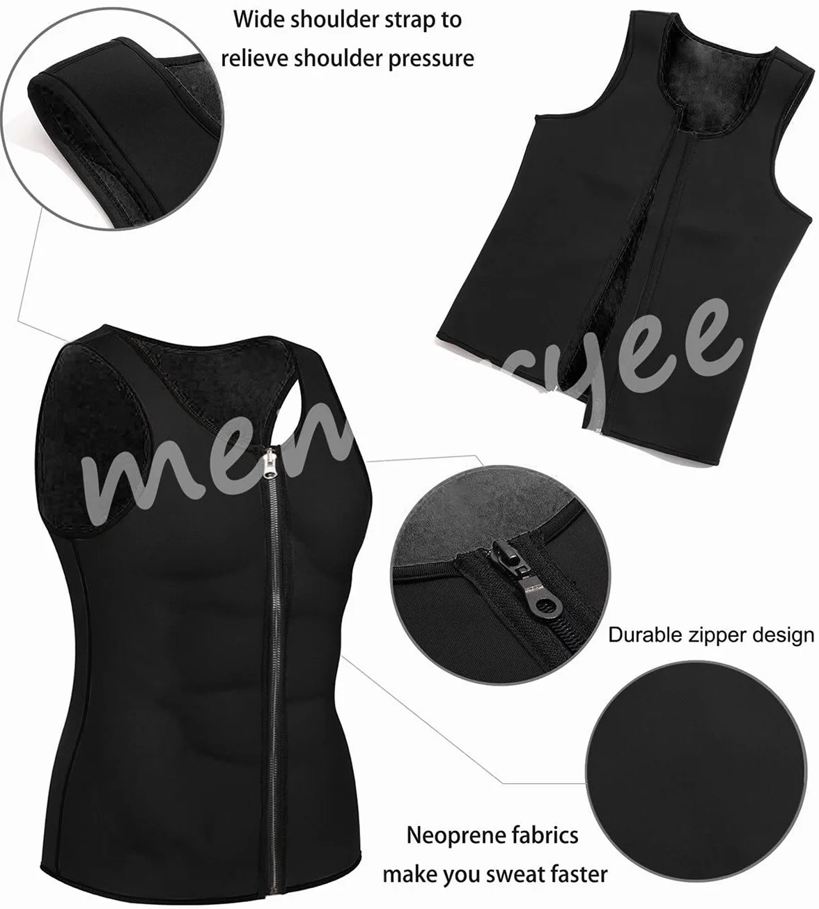 Memoryee Gilet Neoprene Body Shaper Tuta Sauna Allenamento Fitness Uomo