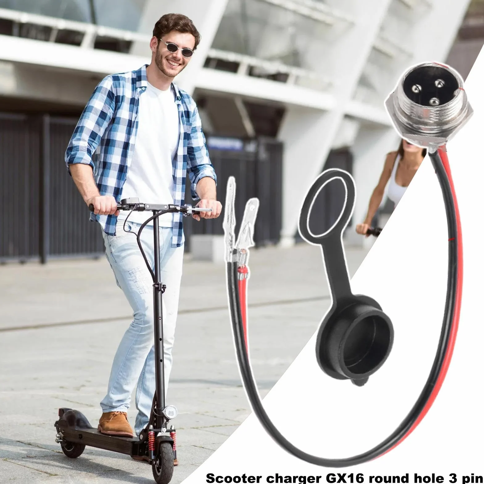 Porta di Ricarica Scooter 3 Pin Connettore Testa Aeronautica