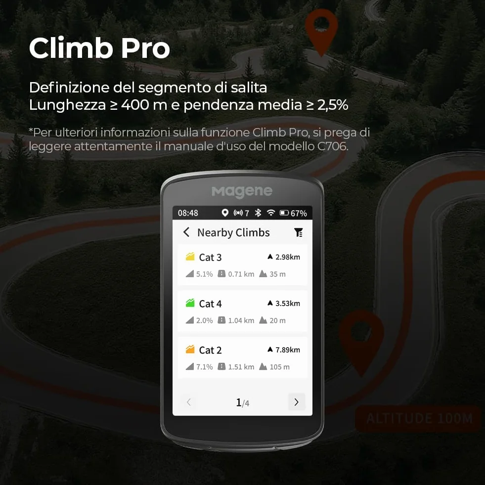 Magene C706 GPS Ciclocomputer Navigazione Cartografica Touchscreen 3,3" Dual-Band