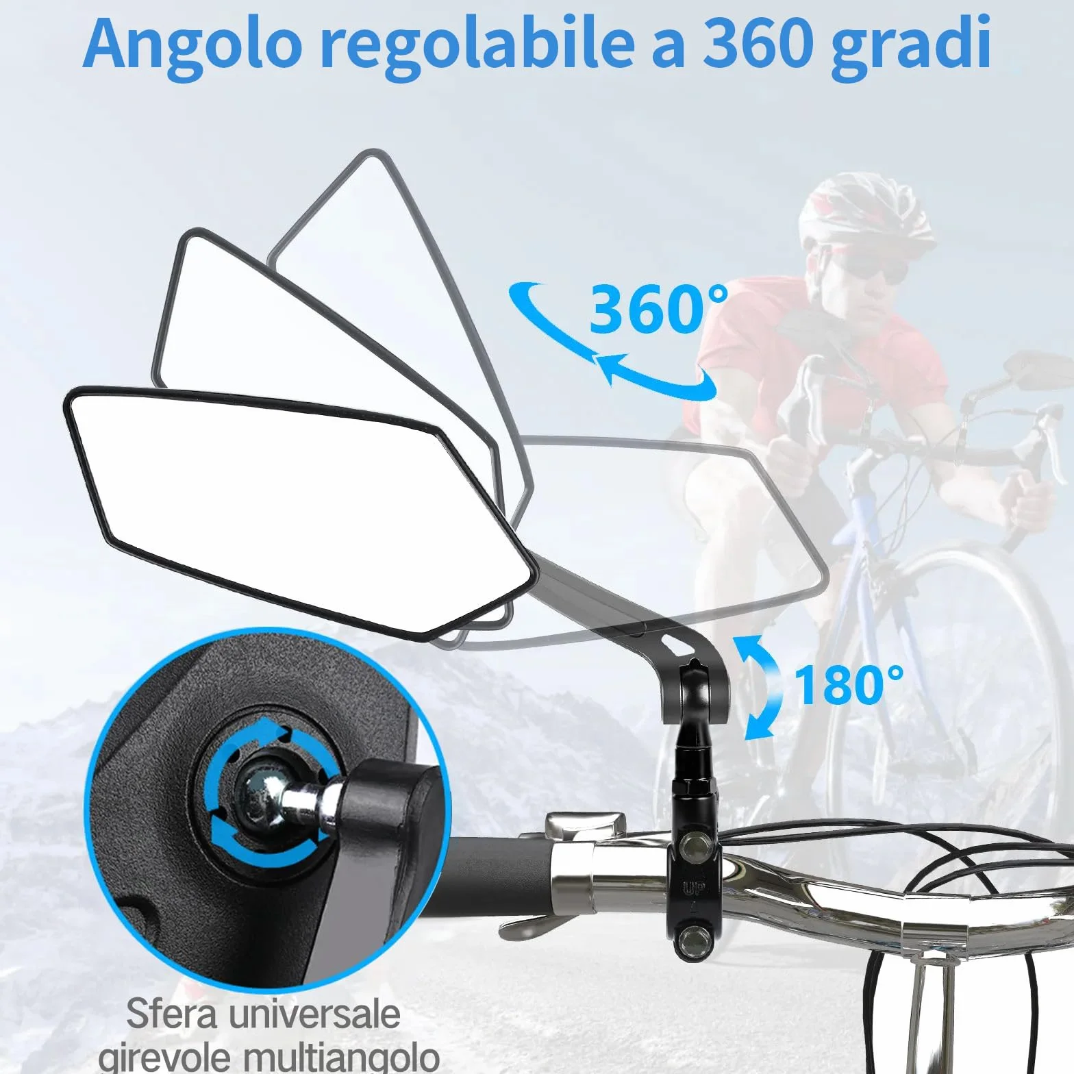 Specchietto Bici Elettrica Retrovisore Pieghevole per Manubrio 20-24 mm, 2 Pezzi
