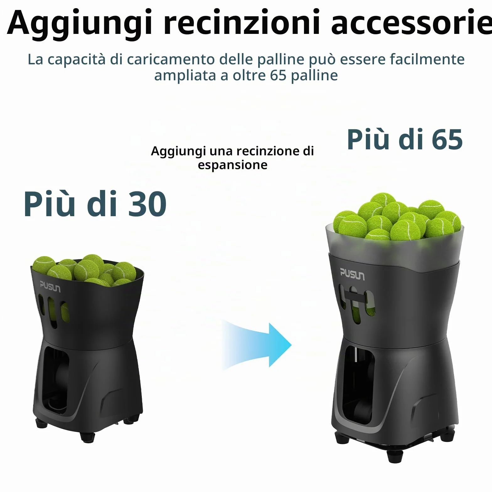 PT-Mini Pro Macchina per palline da tennis con velocità e angolazione regolabili, telecomandata, allenamento
