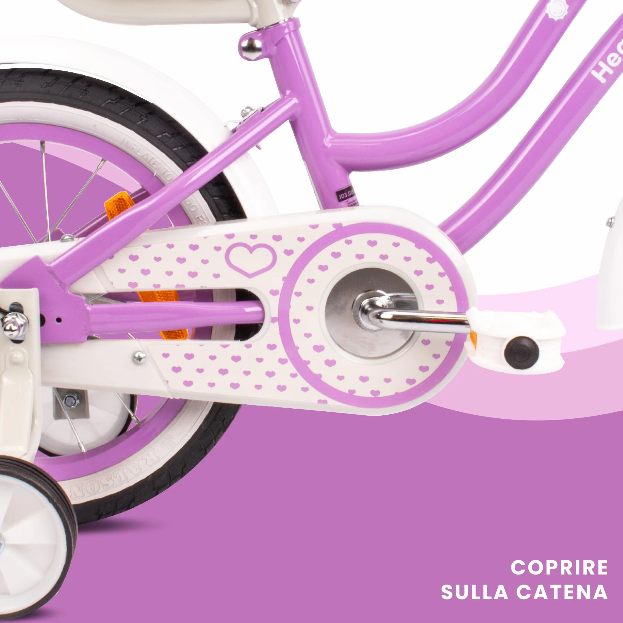 Sun Baby Heart Bike Bicicletta bambina 12/14/16 pollici, bici con rotelle, barra di spinta, cestino, campanello
