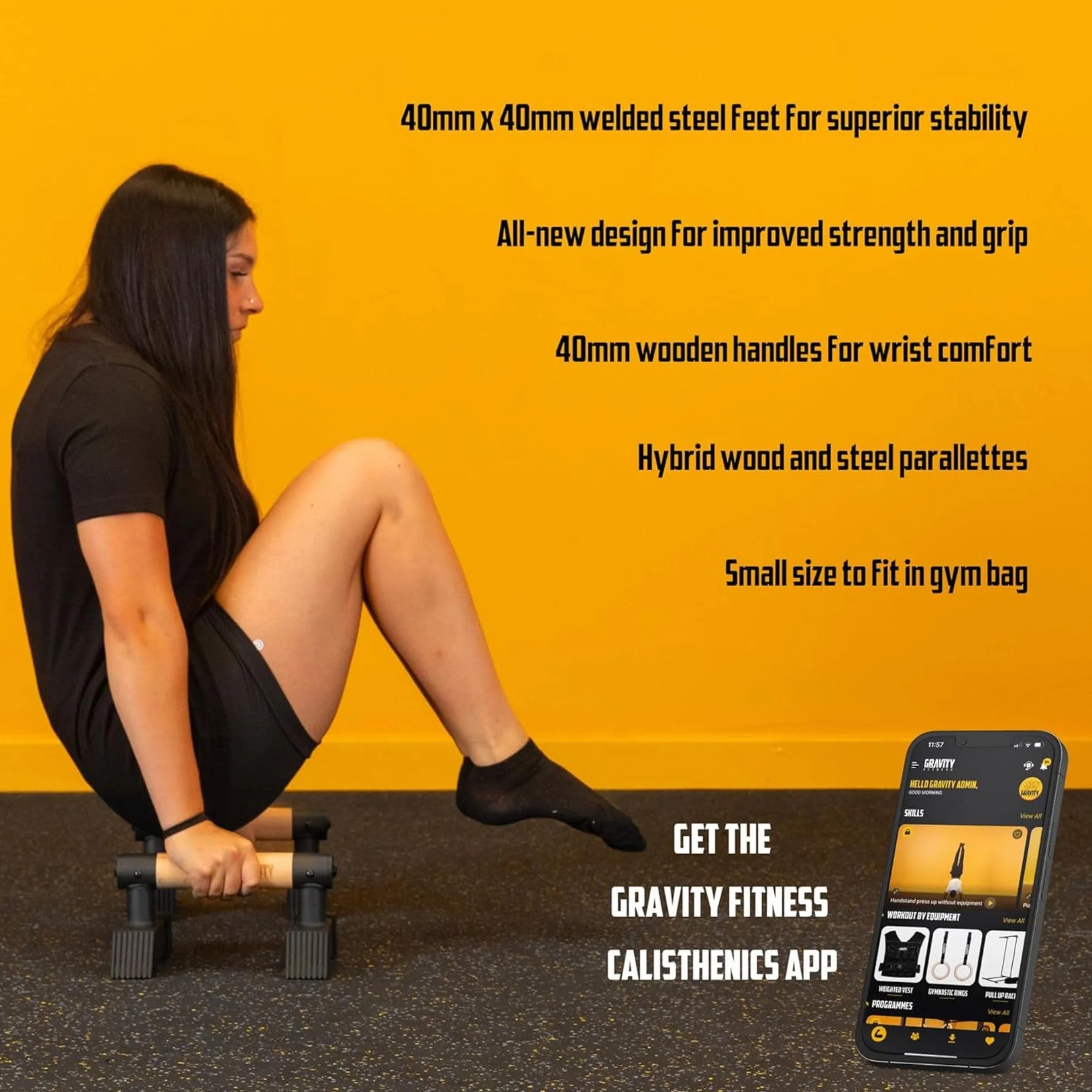 Gravity Fitness Parallettes Piccole con Manici in Legno Ibridi per Calisthenics