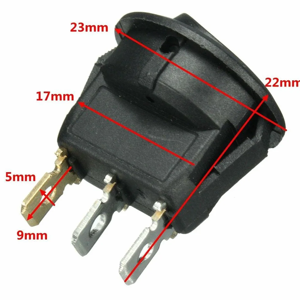 Interruttore a Bilanciere Rotondo 12V Plastica Metallo per Sensori Parcheggio