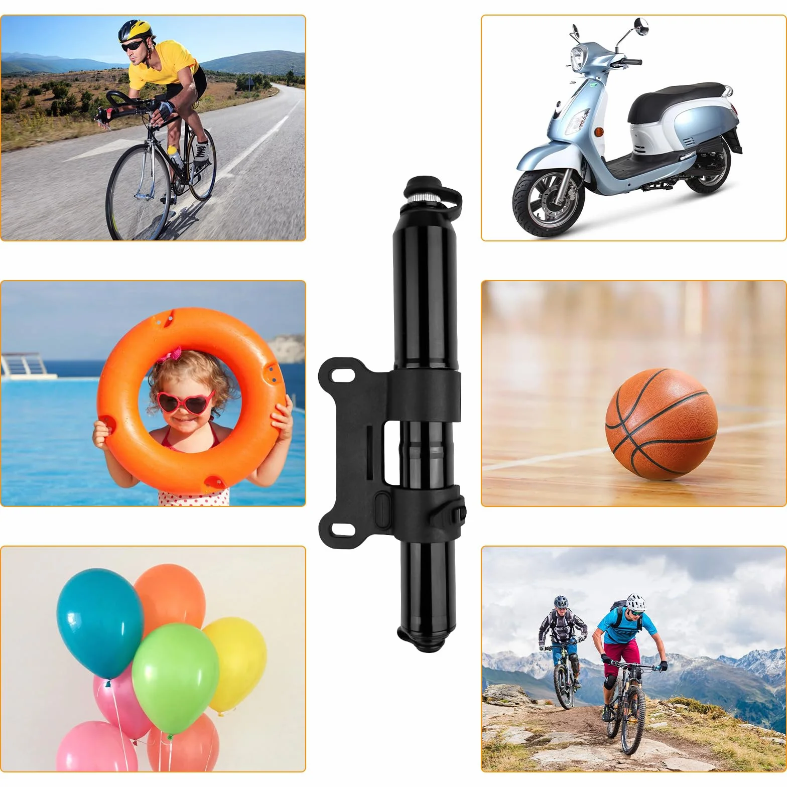 Pompa per Bicicletta 120 PSI Portatile Schrader Presta Valvola Mini Pump Bici con Supporto Telaio