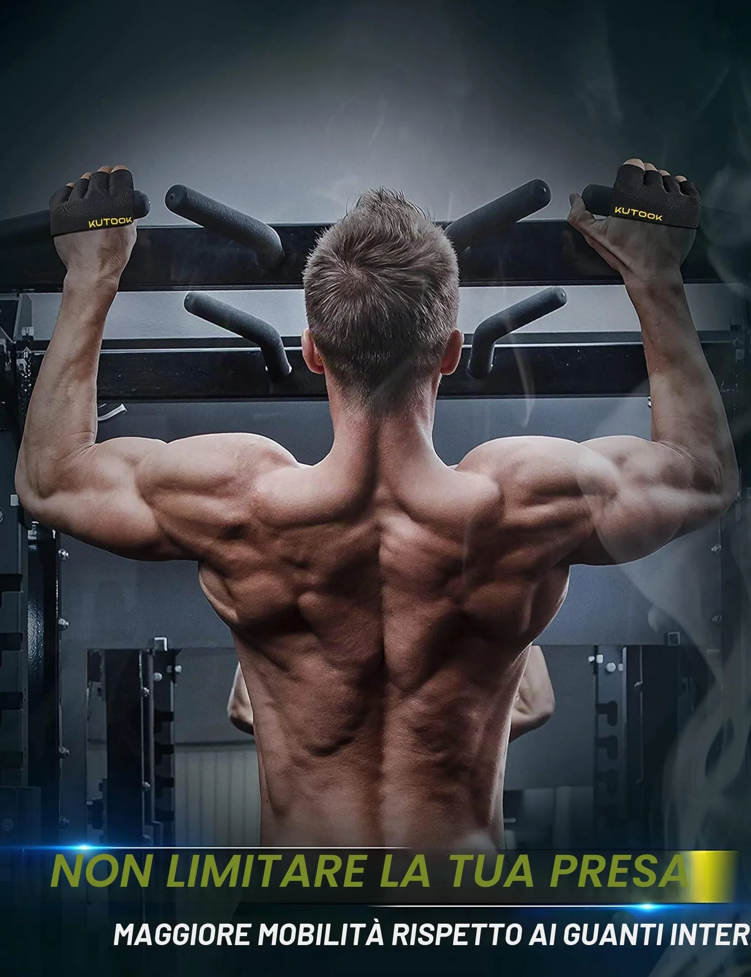 KUTOOK Guanti Palestra Antiscivolo Traspiranti per Pull-ups Bodybuilding Sollevamento Pesi