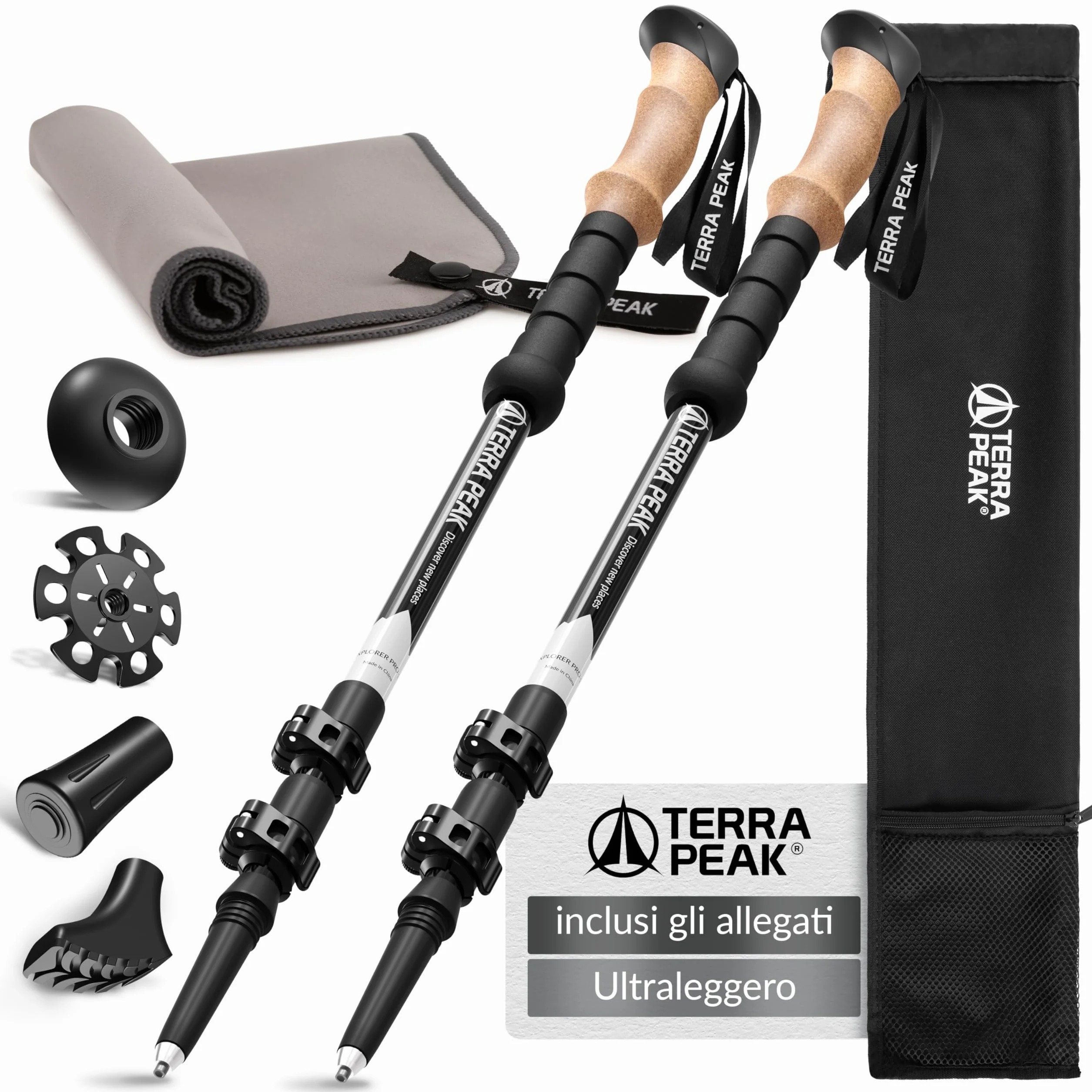Terra Peak Bastoncini da trekking telescopici in alluminio carbonio nordic walking trail running escursionismo