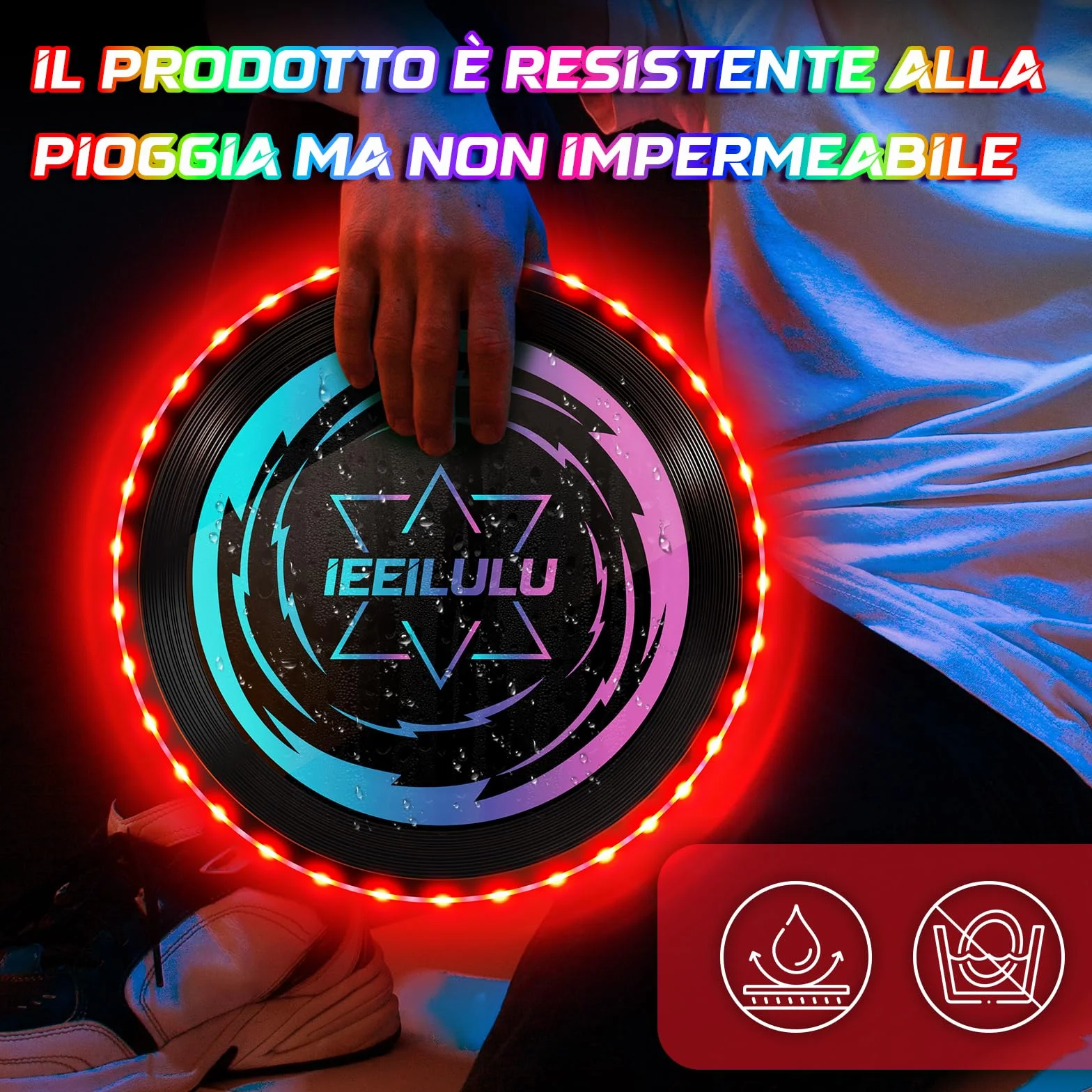 Disco da Lancio Illuminato 49 LED Frisbee da Competizione Funsport per Adulti Bambini