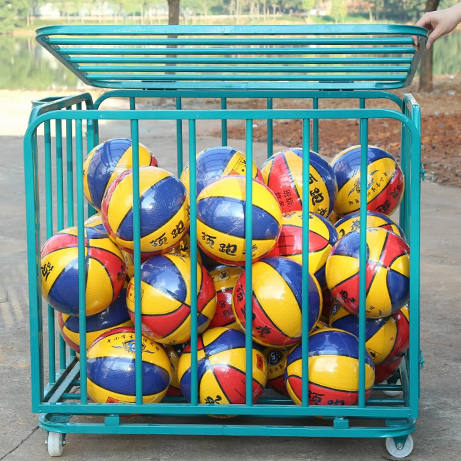 Carrello Porta Palline da Basket Pieghevole per Sport Palestra Scuola Garage