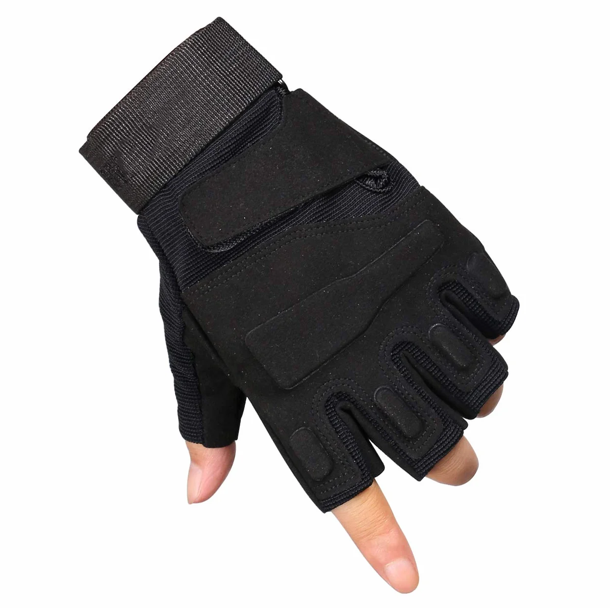 ThreeH Guanti mezzi dita Guanti tattici protettivi per sport all'aria aperta per Caccia Airsoft Paintball GL06XL,Black