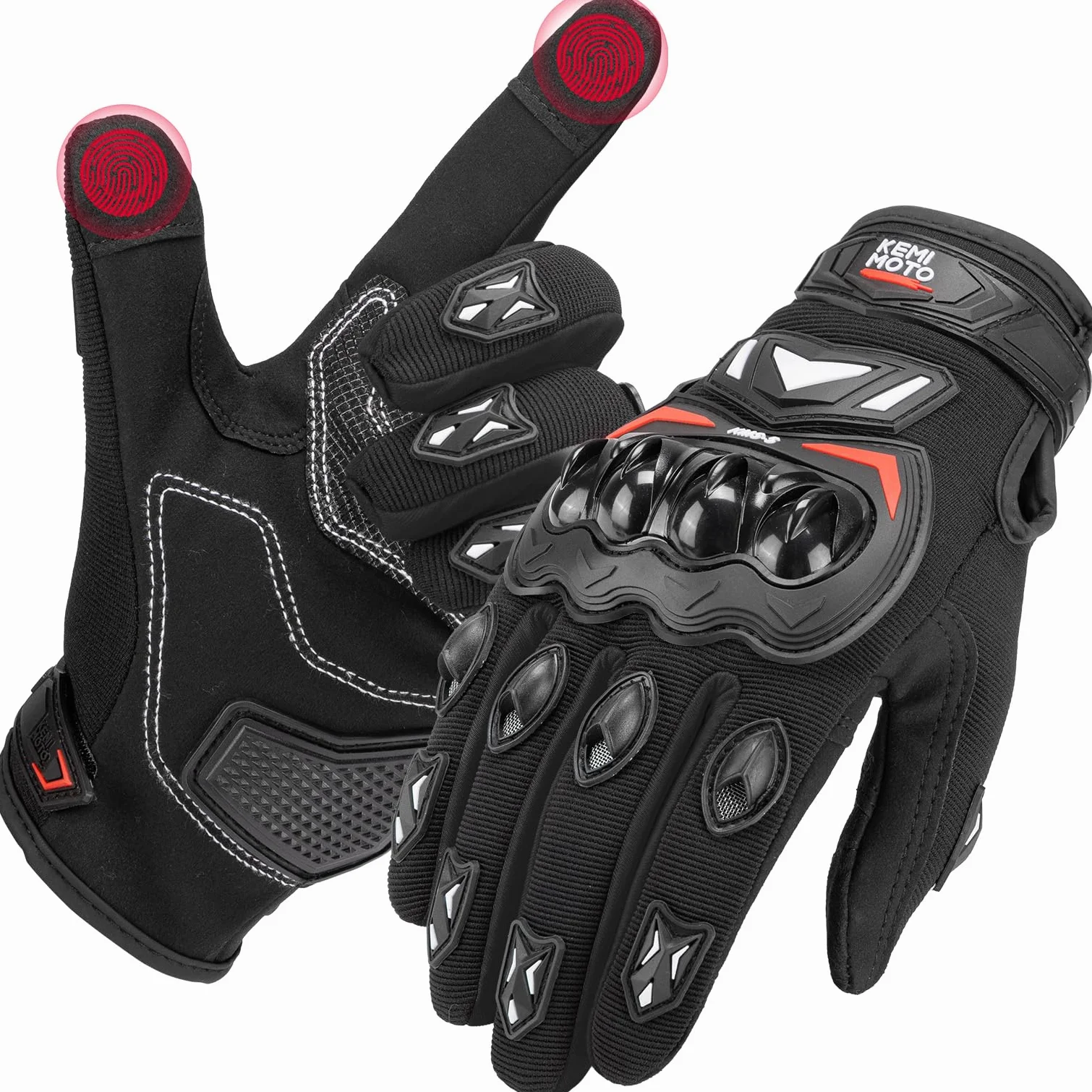 KEMIMOTO Guanti Moto Estivi, Guanti da Motociclismo Touchscreen per Uomo e Donna con Protezione Nocche Rigide, Ideali per Sport, Ciclismo, Scooter e Attività all'Aperto