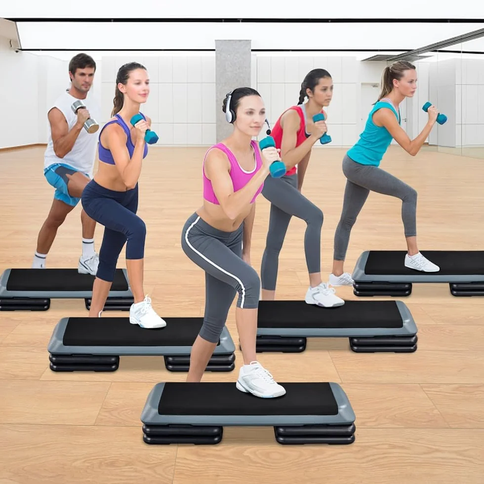 Yaheetech Step da Aerobica Piattaforma Step con 3 Altezze Regolabili 109,5 x 42 cm Grigio