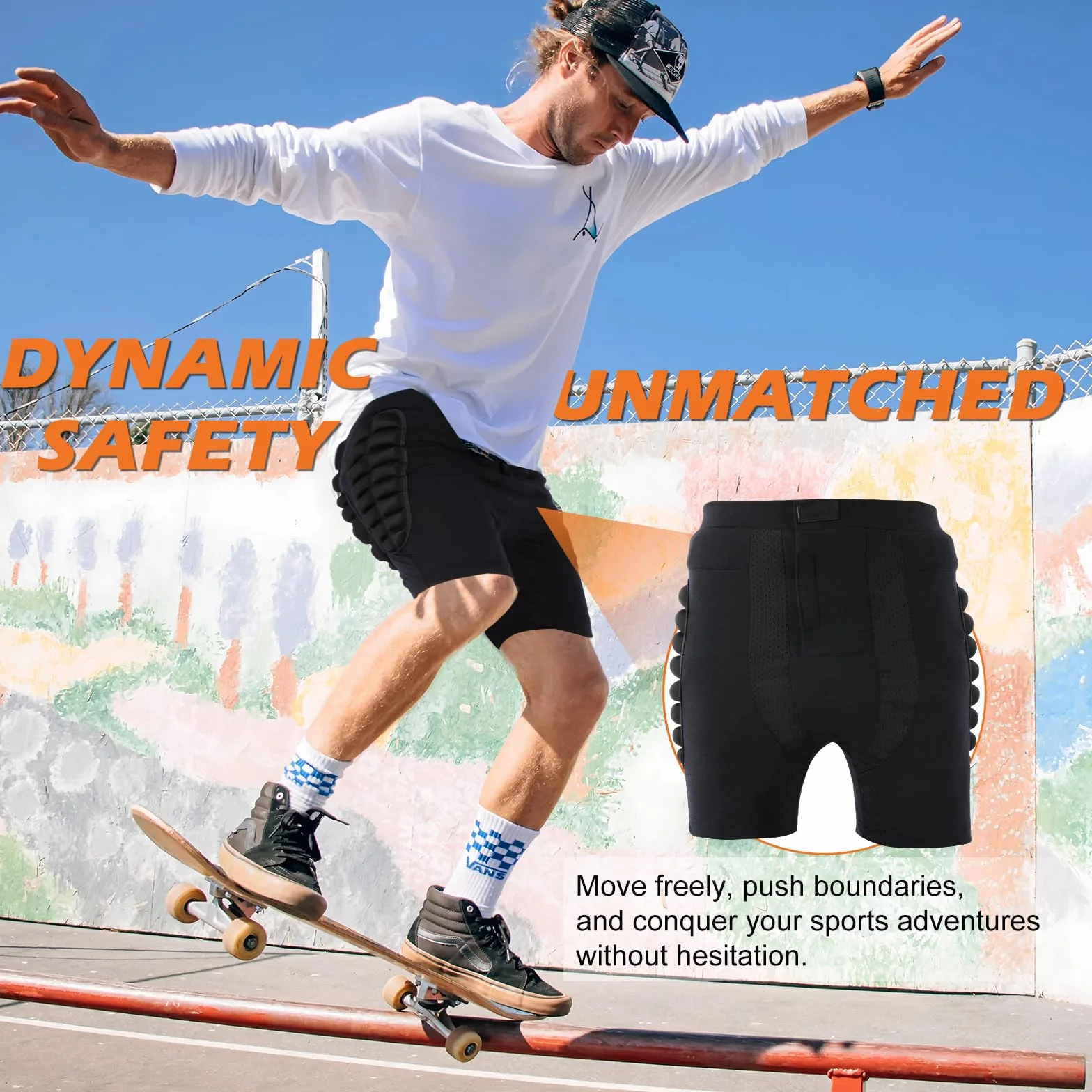 AOOWU Pantaloncini Protettivi Imbottiti per Snowboard, Protezione 3D Anca Coscia Coccige