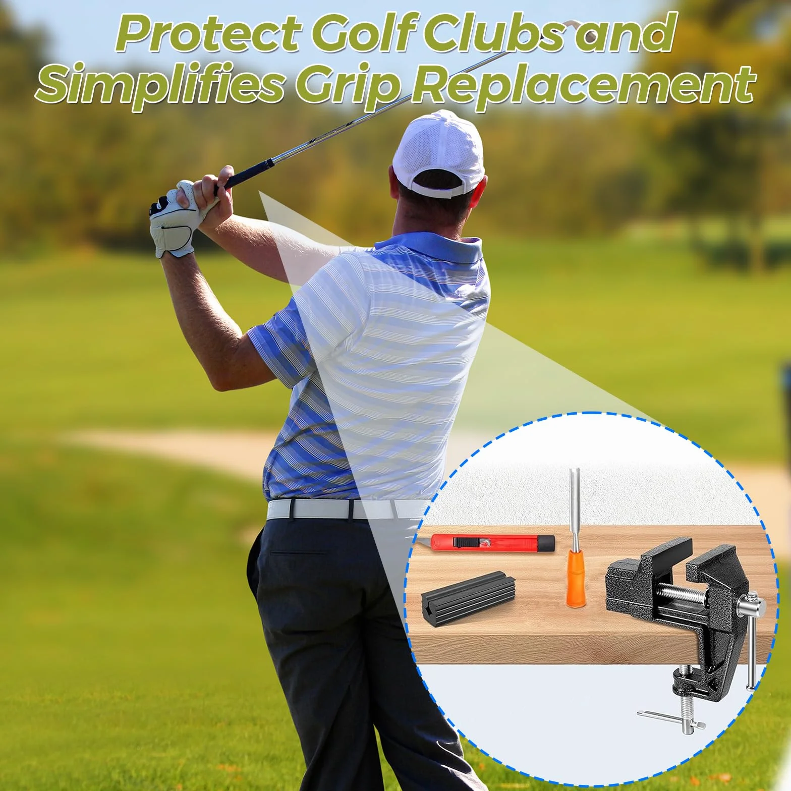 Kit di Presa da Golf - 15 Pezzi Nastro Biadesivo per Driver, Cunei, Ferri