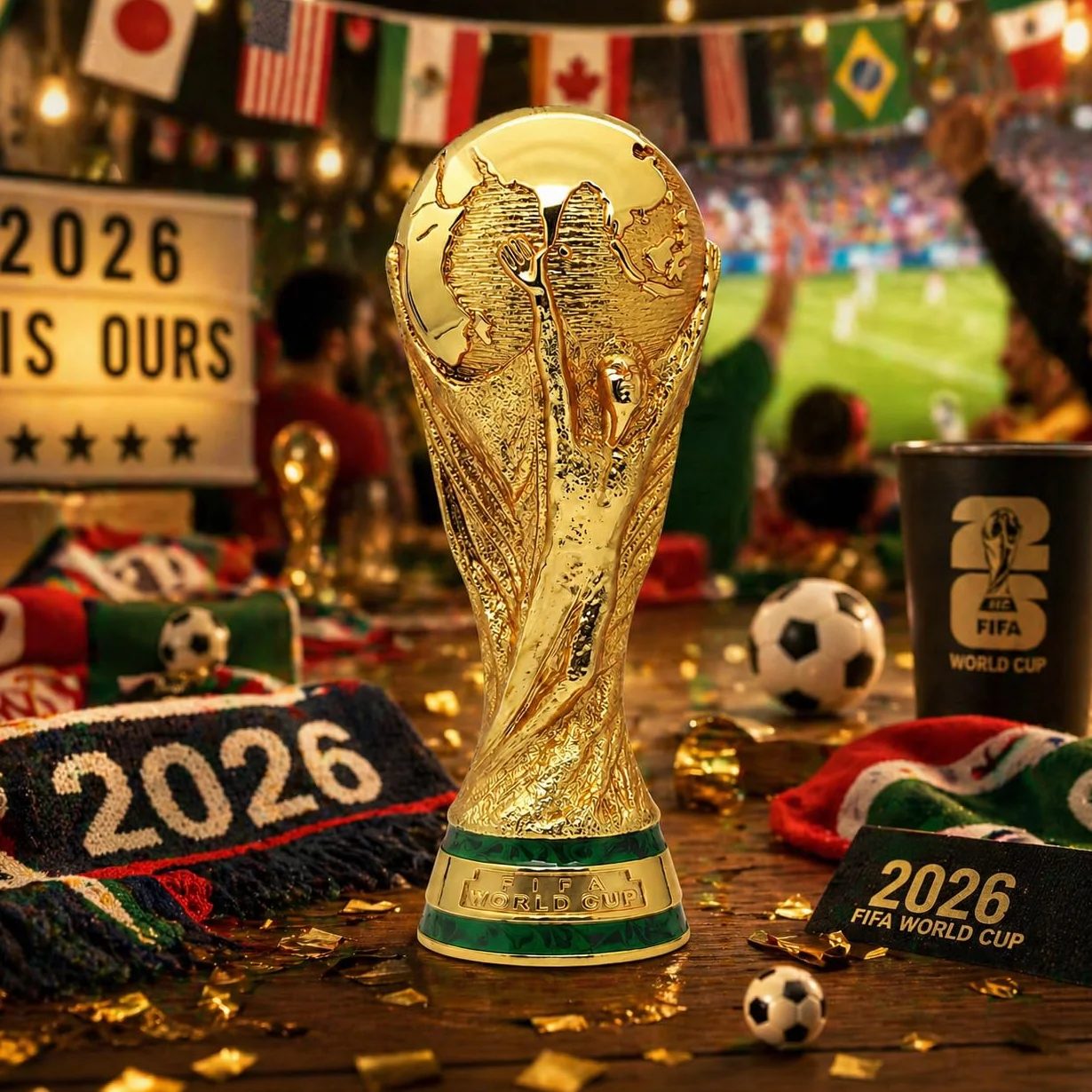 Regalo FIFA World Cup 2026, Trofeo 3D Ufficiale FIFA Coppa del Mondo 2026, 150 mm, in Lega di Zinco Premium, da Collezione, Durevole, per scrivania, Ufficio e Memorabilia Calcio