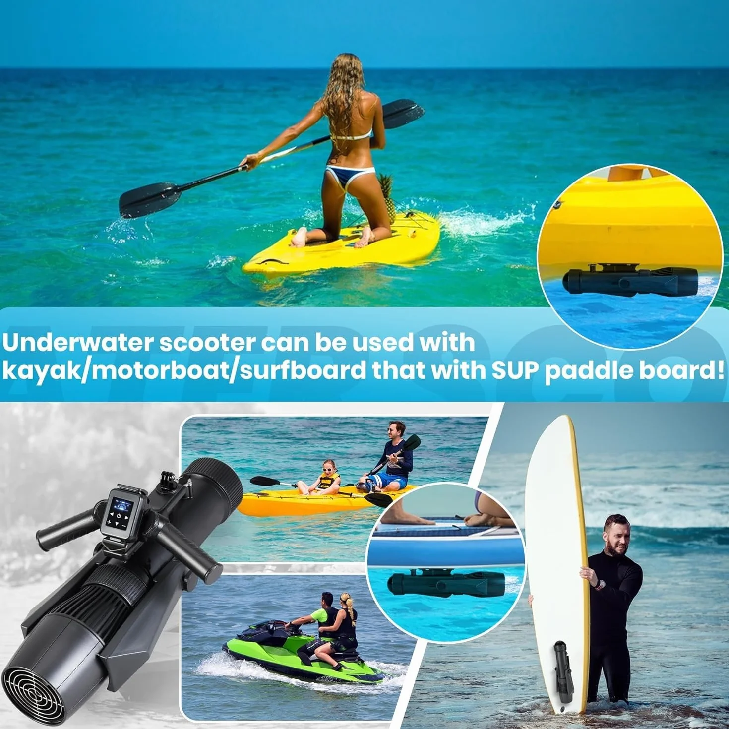 Camolech Monopattino subacqueo 900 W batteria rimovibile 16 Ah per adulti piscina mare