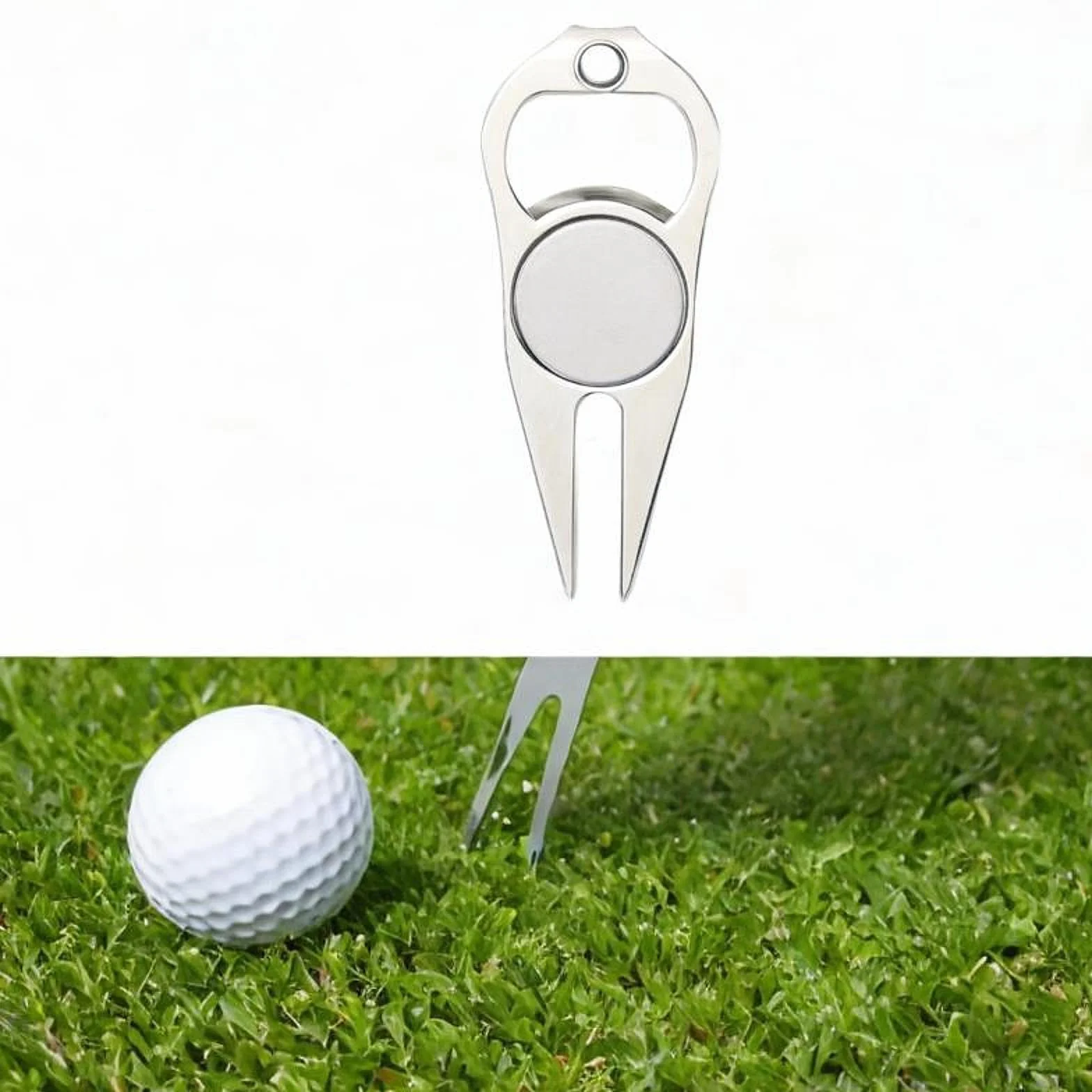 F Fityle Strumento di Riparazione per zolle da Golf in Lega di Zinco, Robusto apribottiglie e forchetta per Pitch