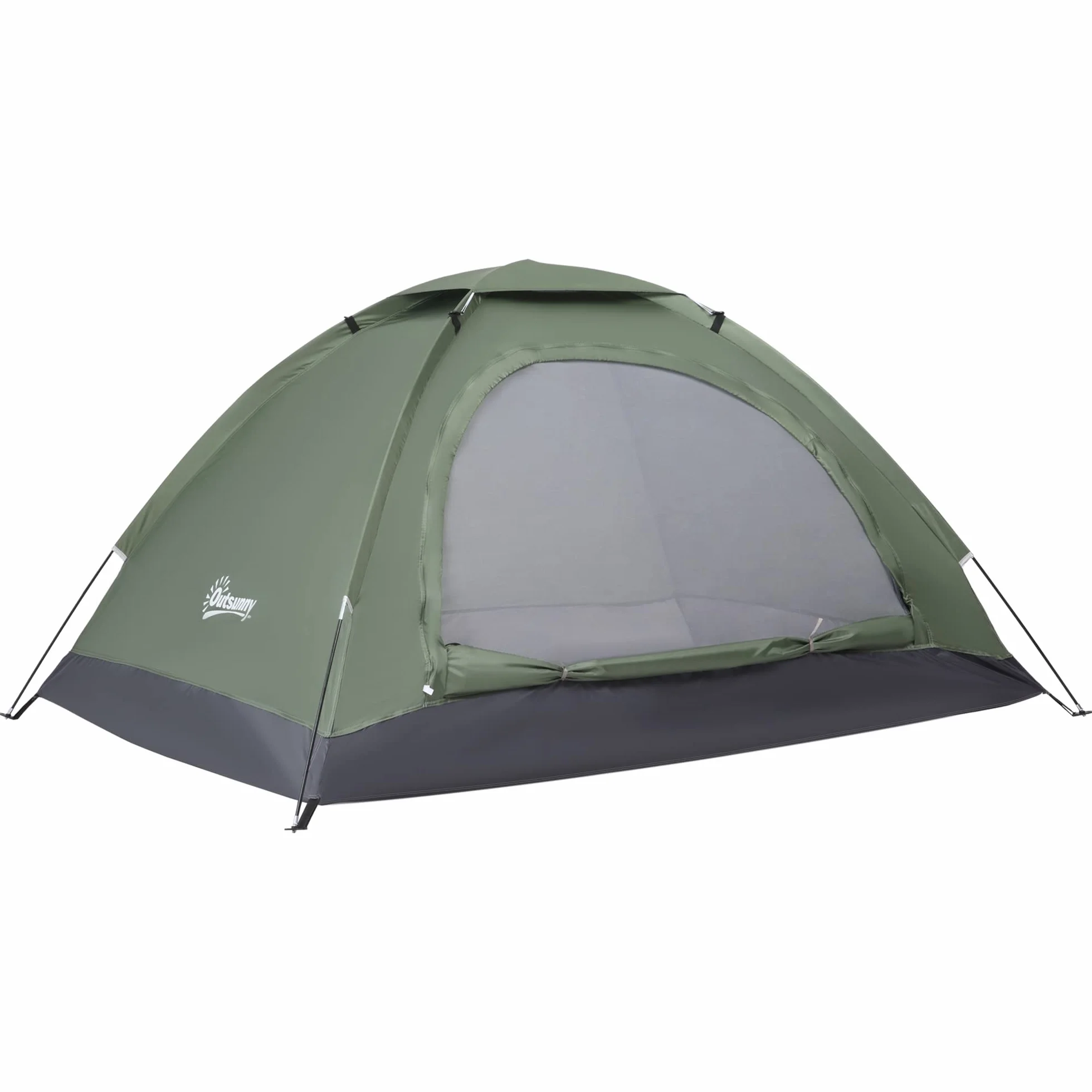 Outsunny Tenda da Campeggio 2 Posti a Igloo con Zanzariera e Sacca di Trasporto, Verde