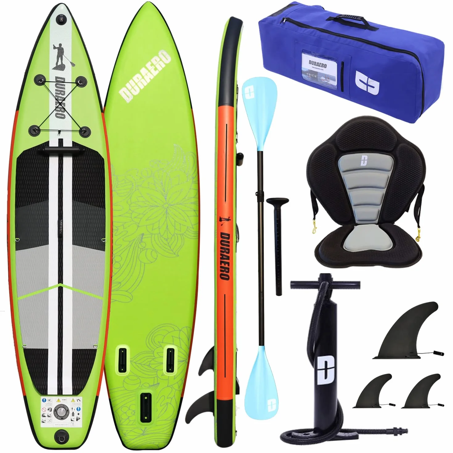 Tavola SUP Gonfiabile Premium 330x76x15 cm 150 kg con Sedile Kayak e Supporto Telecamera
