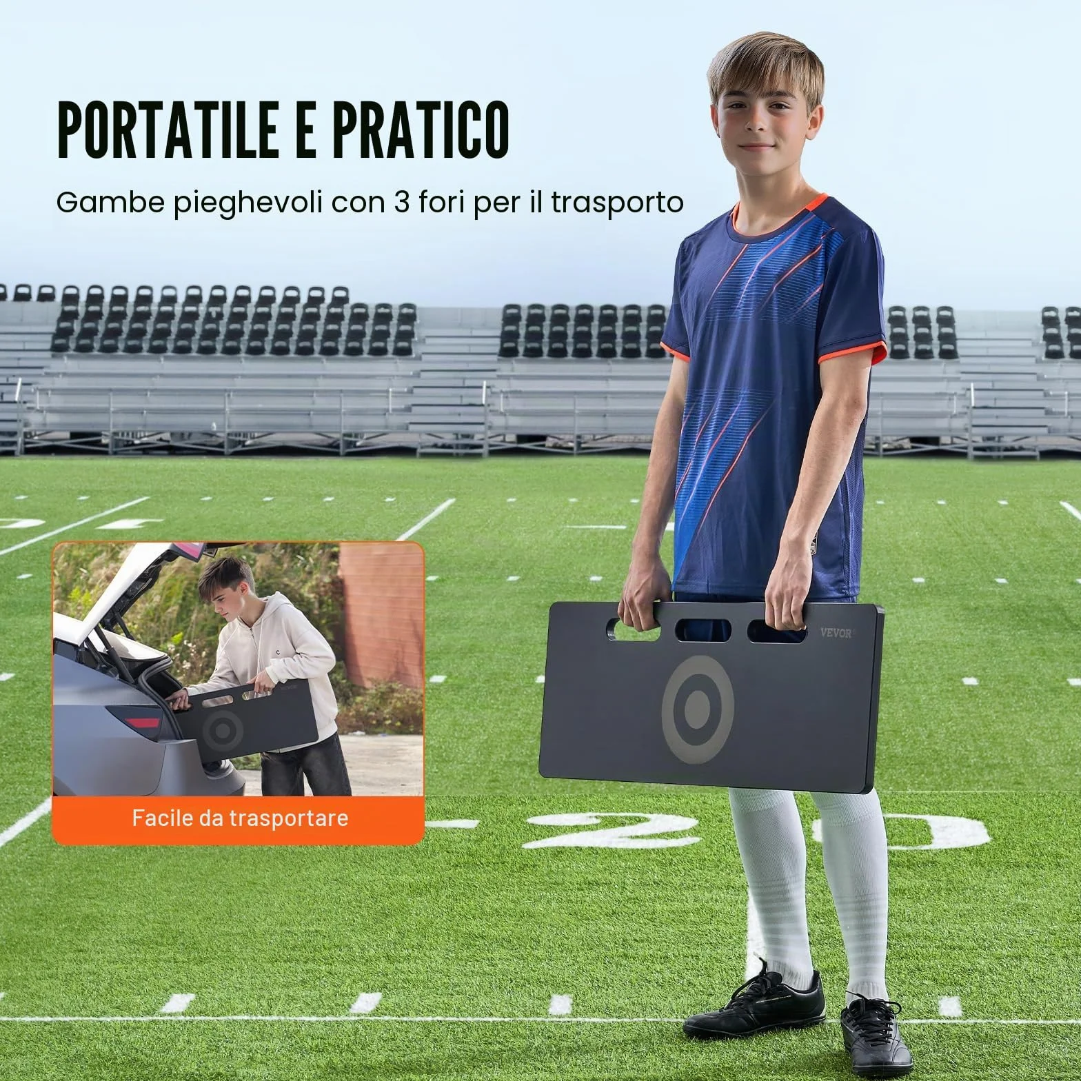 VEVOR Tavola da rimbalzo da calcio portatile da parete con 2 angoli, pieghevole in HDPE, attrezzatura per allenamento per bambini e adulti