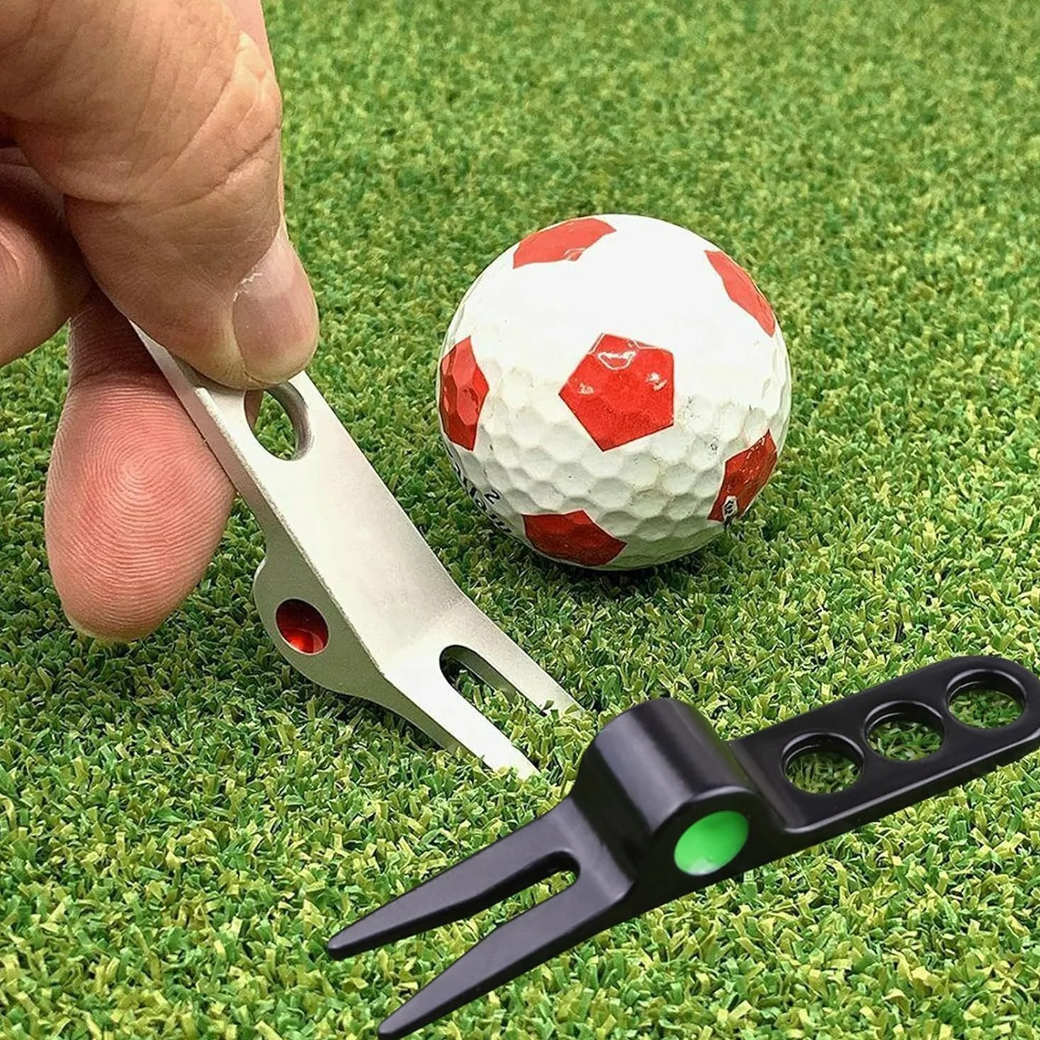 Forcella per palline da golf pivot divot strumento compatibile Cameron Scotty Golf (argento e nero)