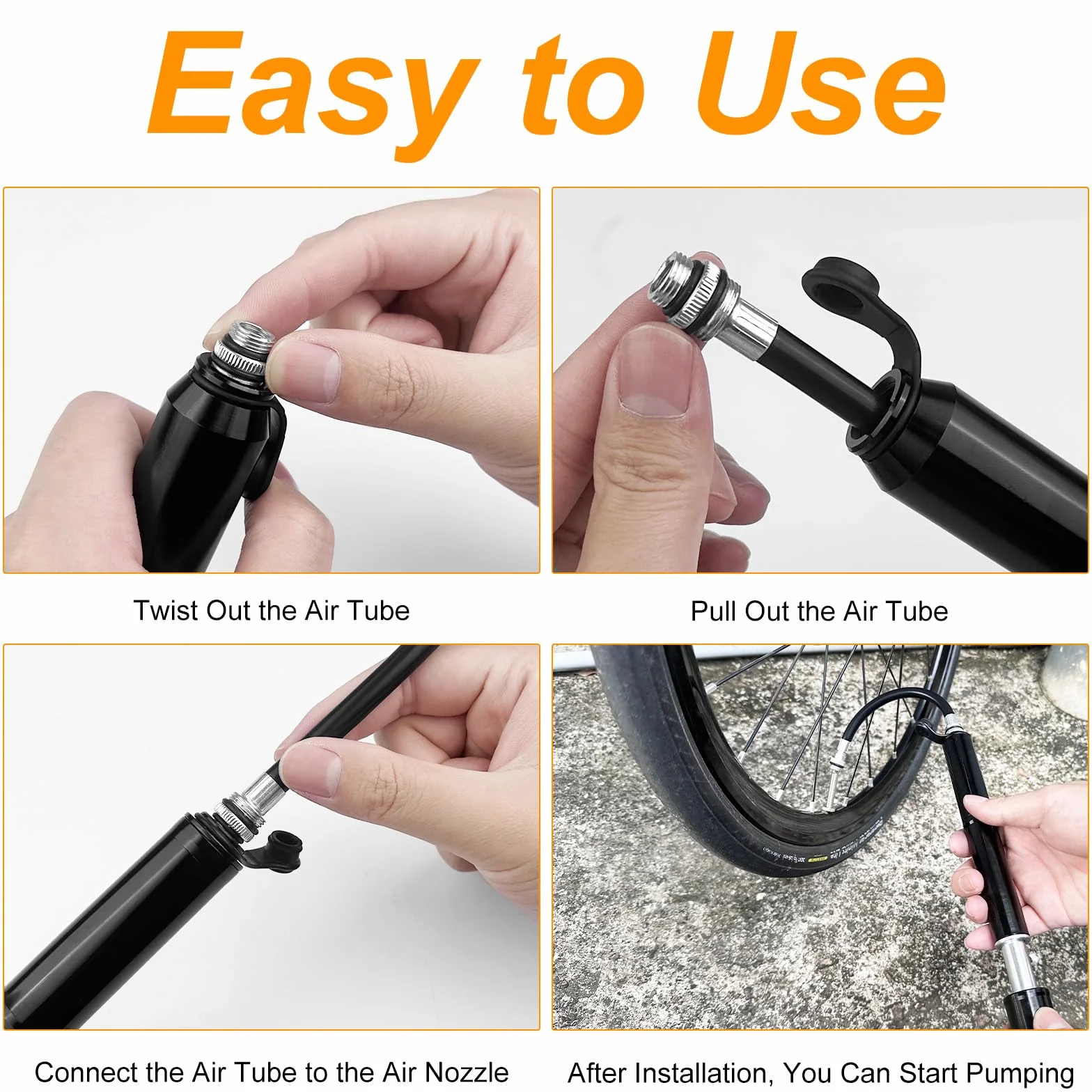 Pompa per Bicicletta 120 PSI Portatile Schrader Presta Valvola Mini Pump Bici con Supporto Telaio