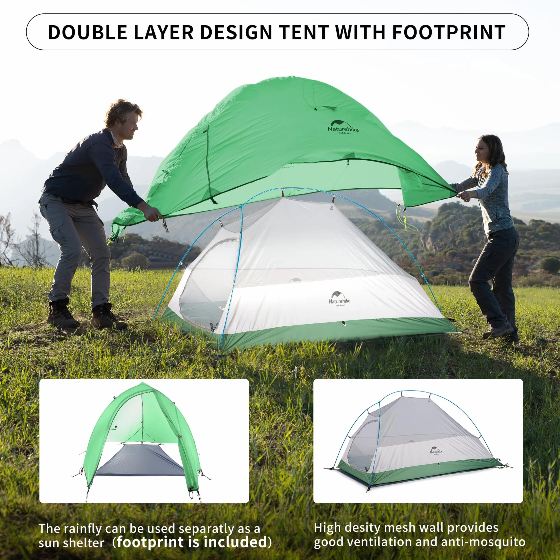 Naturehike Cloud-up Ultralight 1 Persona Tenda Singola 3 Stagioni