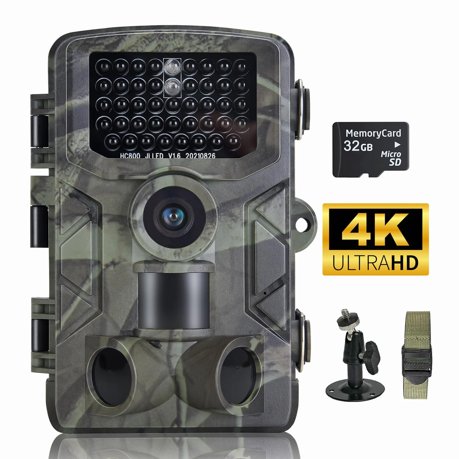 Fototrappola Caccia 50MP 4K IP65 Impermeabile Grandangolare 120° Infrarossi con SD 32GB HC808A