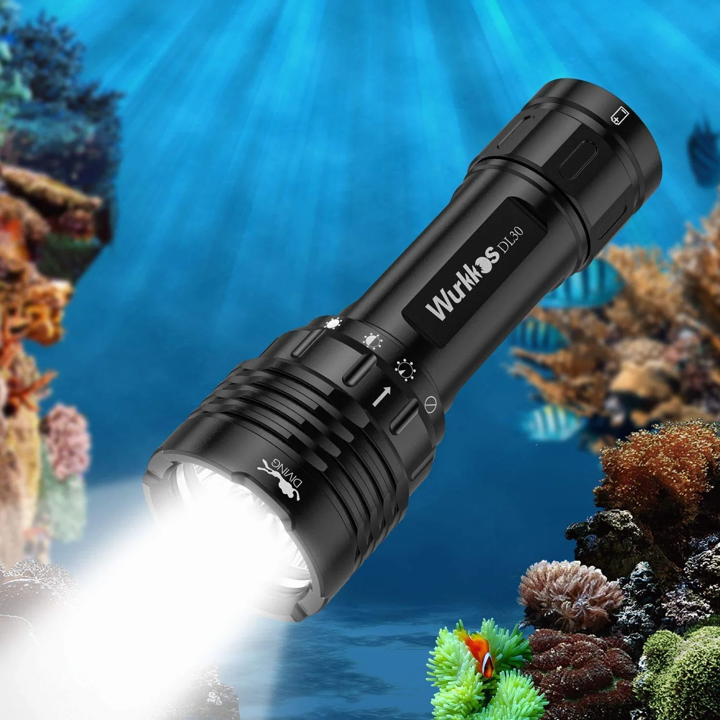 Wurkkos DL30 Torcia Subacquea 3600 Lumen Ricaricabile IPX8 LED LH351D 5000K 90CRI 5000mAh