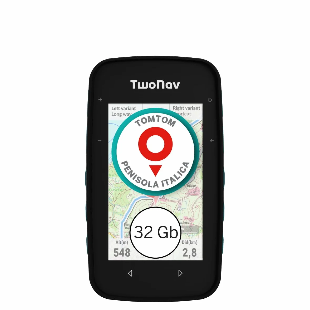 TwoNav Cross Plus (32 GB) + Carta completa Italia TomTom, GPS con schermo da 3,2 pollici per MTB, ciclismo, trekking o escursionismo