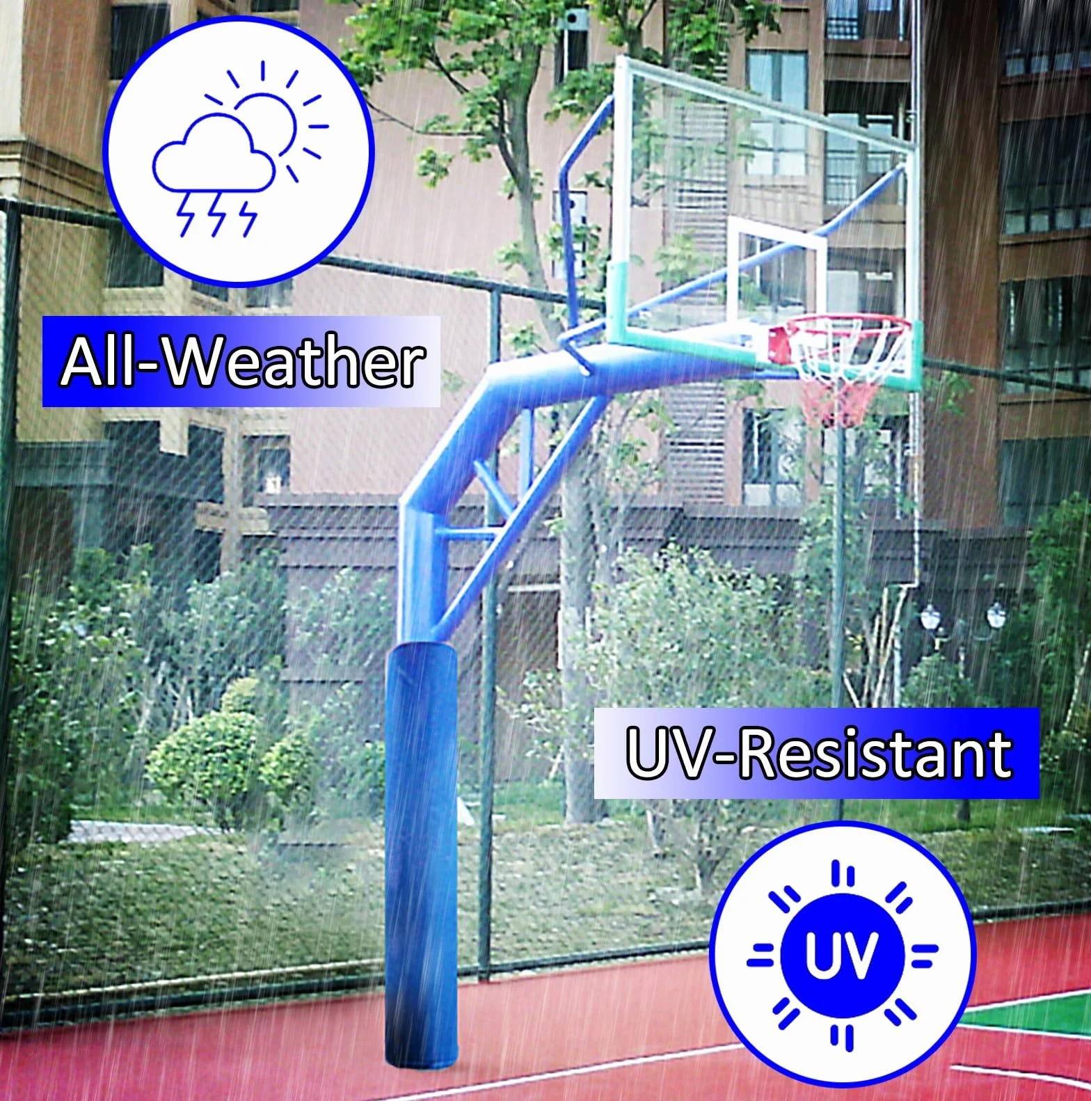 Cuscino Per Palo Di Basket Imbottiture per Pali 11-22 cm, Protezioni Resistenti alle Intemperie, Blu, Dia 220mm