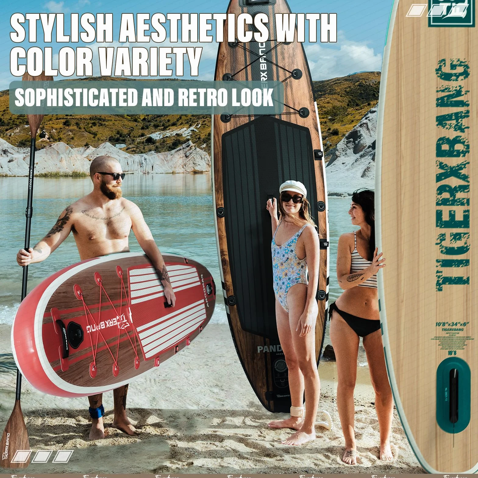 TIGERXBANG SUP Gonfiabile Adulti, tavola da paddle board da 330cm con accessori premium completi per SUP gonfiabile, paddleboard extra larghe per adulti e bambini - Collezione Pandora