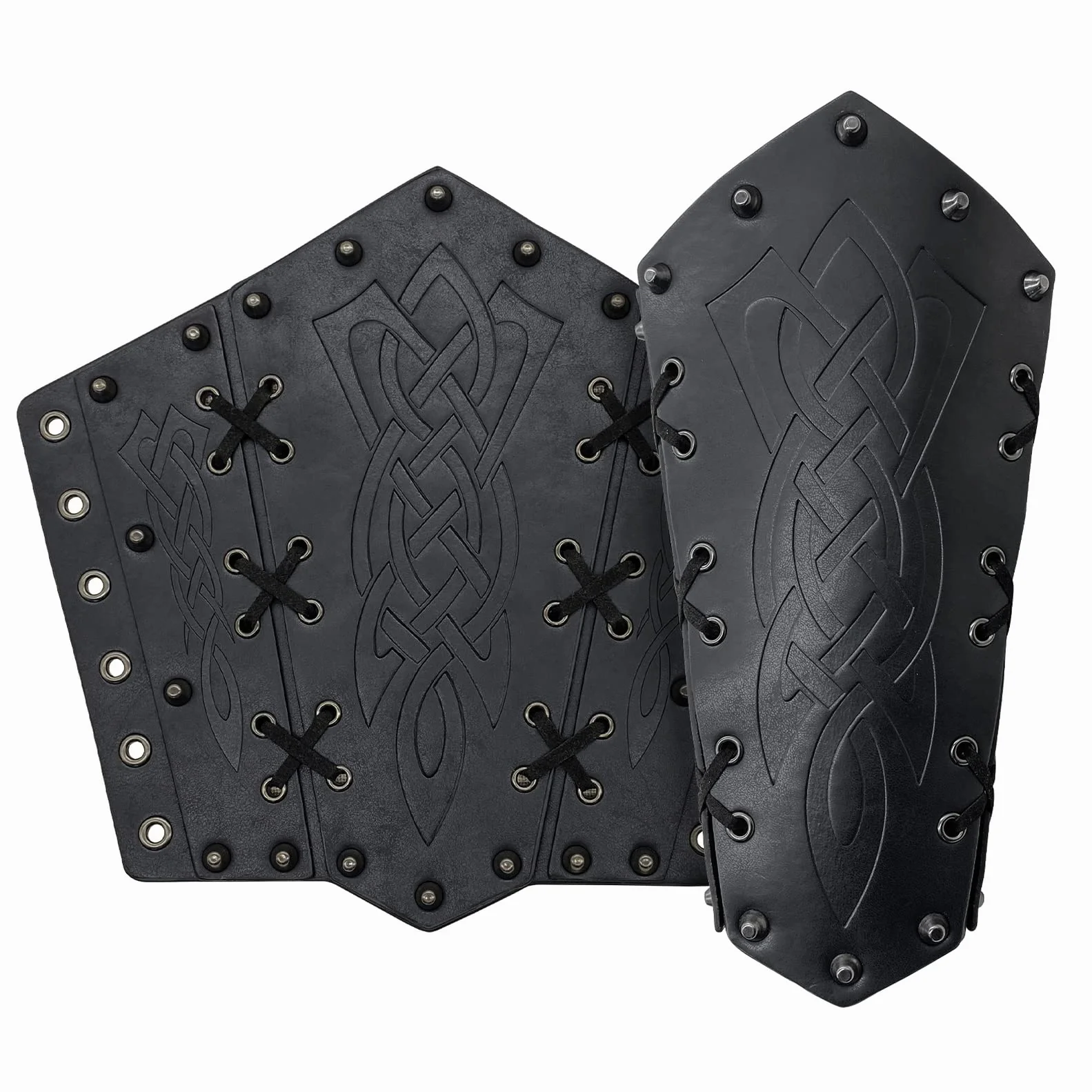 Parabraccia in pelle per tiro con l'arco vichingo medievale cosplay LARP 2 pezzi