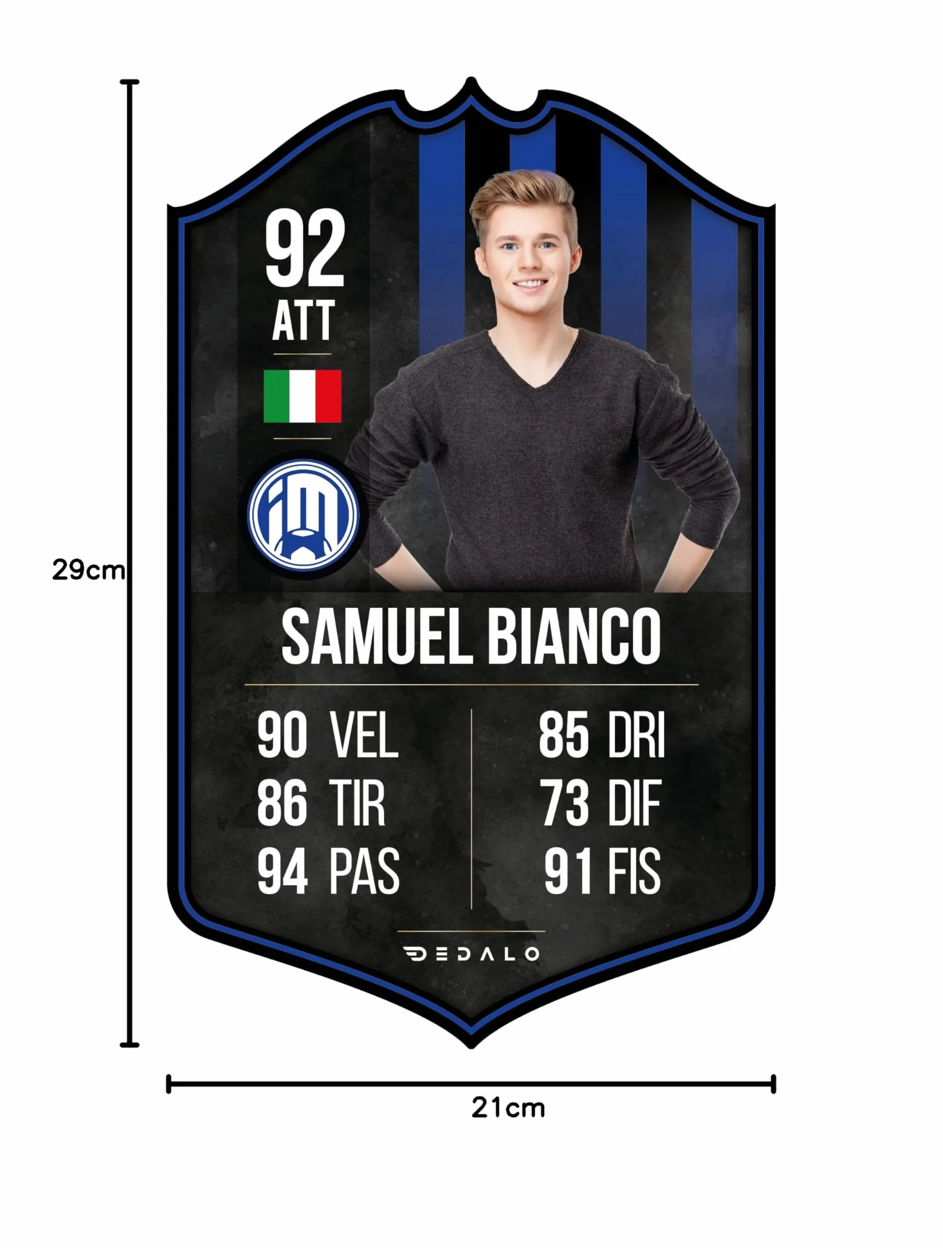 Card Calciatore Personalizzata Stile FUT con Foto Scudetto Statistiche Regalo Calcio