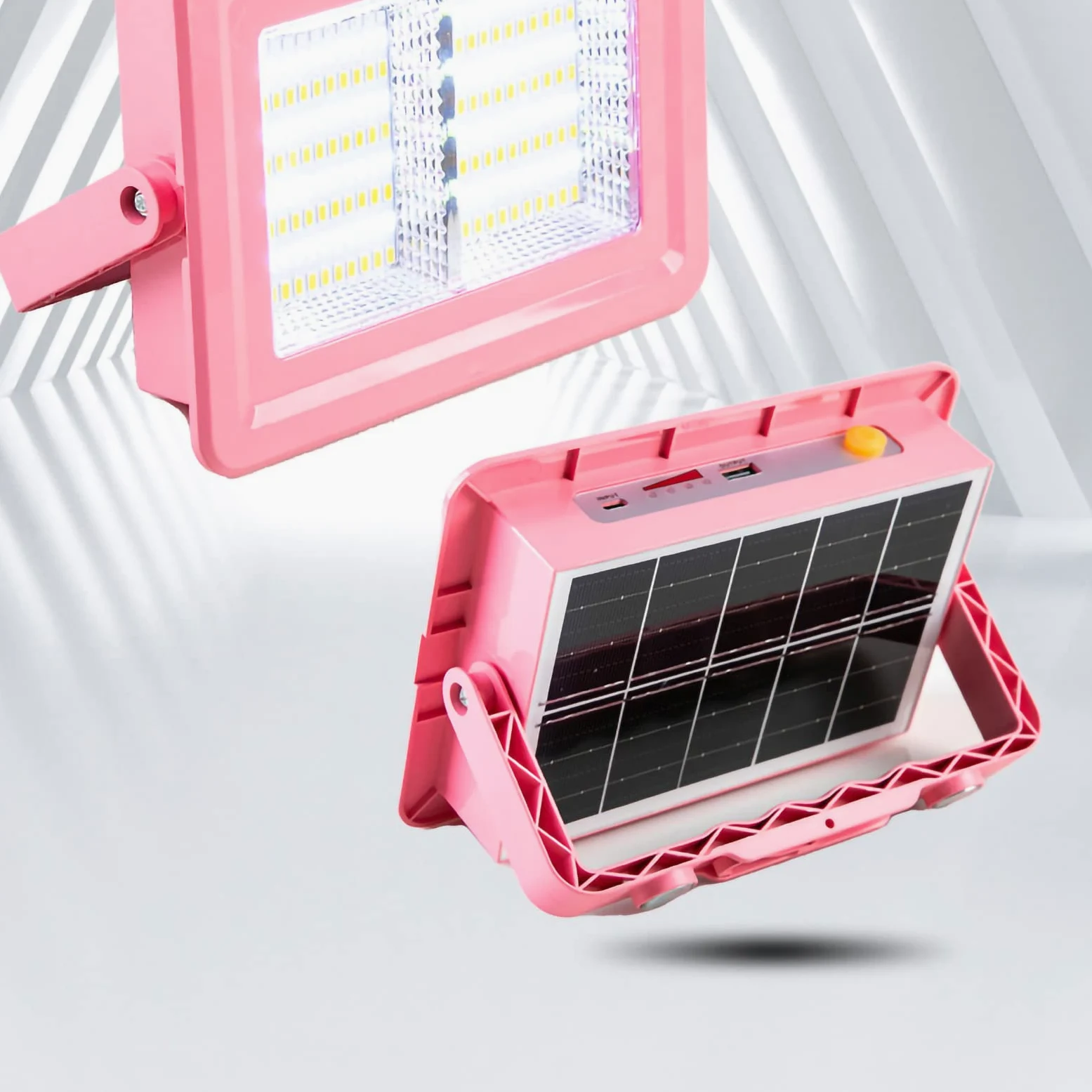 Yosoo Health Gear Lanterna da Campeggio, Lampada da Campeggio in ABS 8800mAh Lampada di Emergenza a Ricarica Solare, 5 Livelli di Luce, modalità Bianca e Giallo Caldo, Maniglia Regolabile per (PINK)